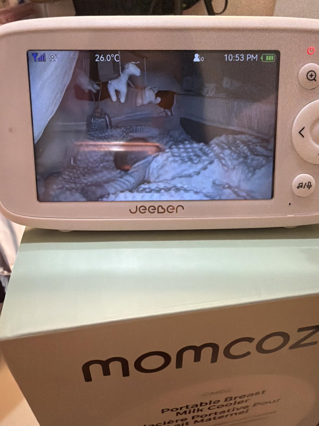 1080P WiFi Baby Monitor with 2 Camera and Audio, Pan-Tilt-Zoom Video Camera, 4'' IPS Screen, HD Night Vision, Motion & Cry Detection, 360° View, Temperature Sensor, Feeding Reminder, Lullabies customer photo 1