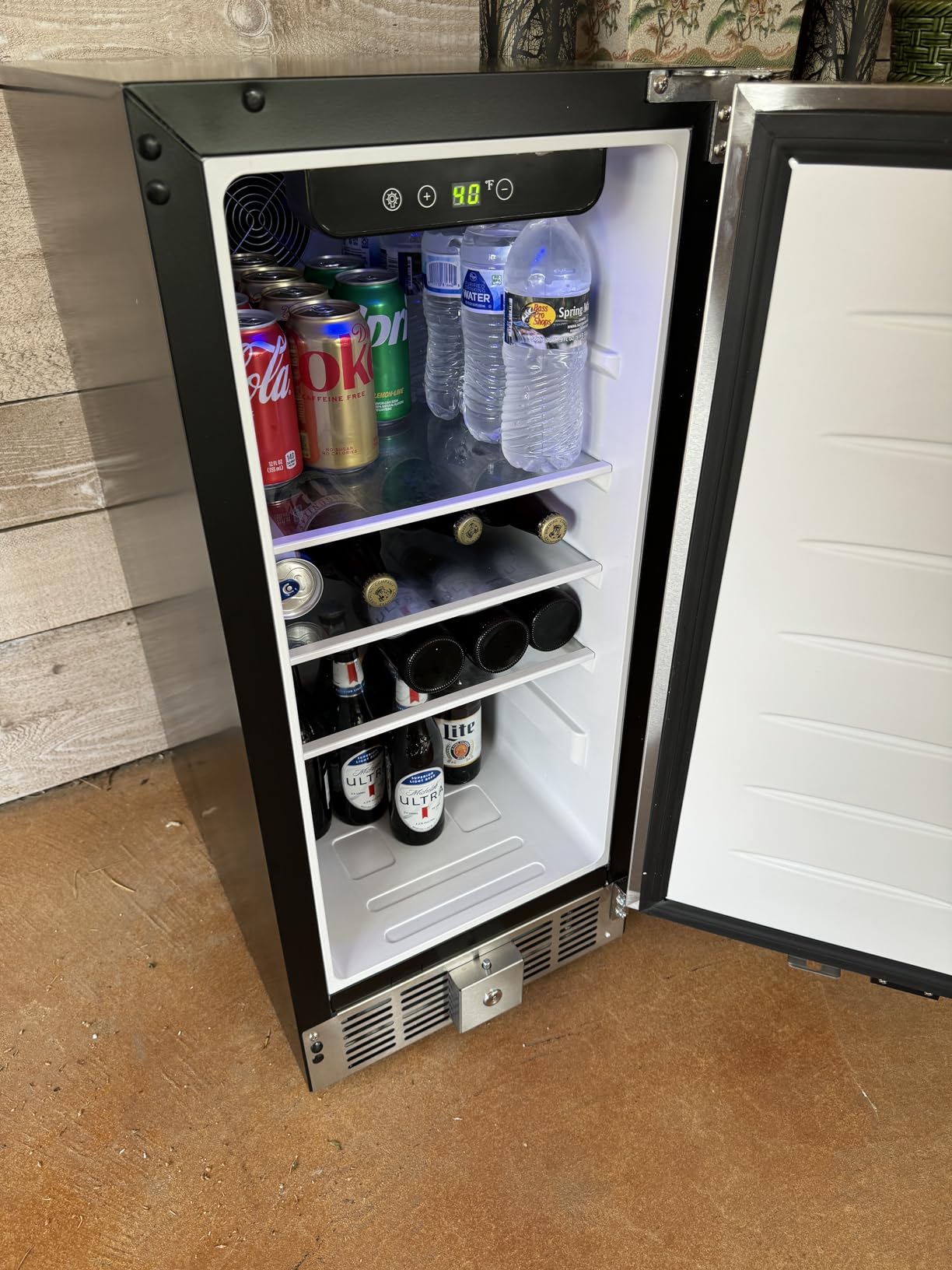 EUHOMY 24 Inch Beverage Refrigerator, Undercounter Beverage Fridge 180 Can with Stainless Steel Door for Home Patio, Beverage Cooler Built-in or Freestanding, outdoor refrigerator for Soda Beer Wine customer photo 2
