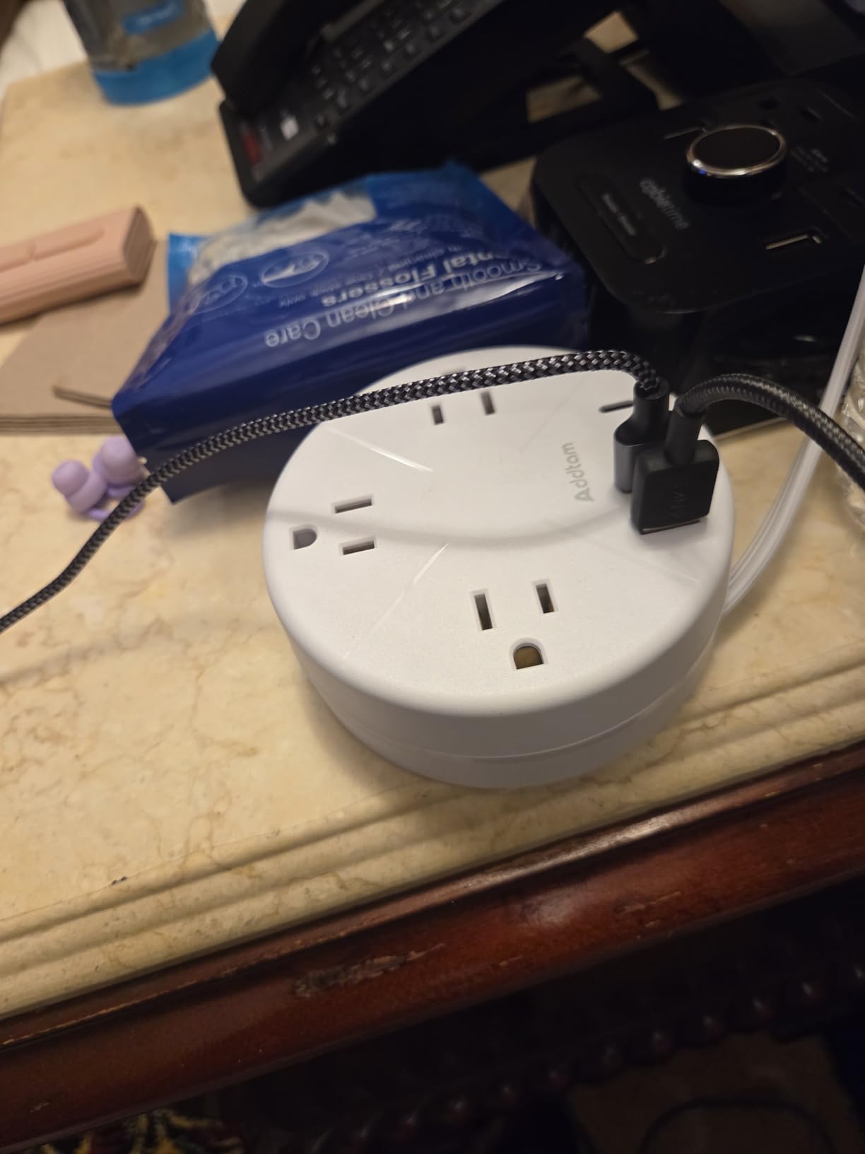 Addtam Travel Esstentials - Cruise Approved Power Strip with 5ft Retractable Cord, Ultra Thin Flat Plug, 3 Outlets 4 USB (2 USB C), Non Surge Protector for Travel/Cruise/Home/Dorm/Office, ETL Listed customer photo 1
