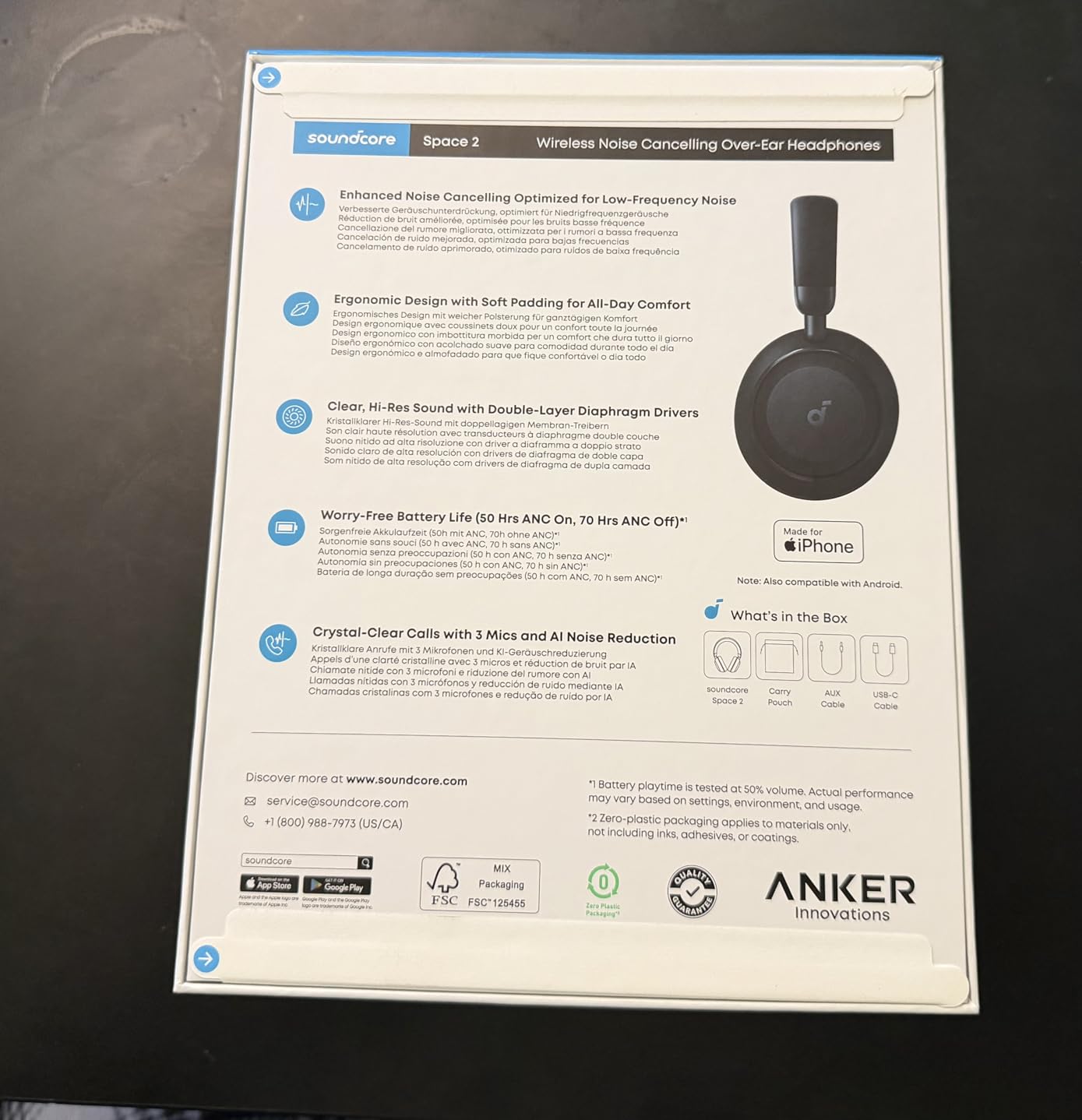 Soundcore Space 2 by Anker, Active Noise Cancelling Headphones, Comfortable Fit, 50H Playtime, LDAC Hi-Res Wireless Audio, Dual Connection, Clear Calls, Bluetooth 6.1, Nap Mode, Wearing Detection customer photo 2