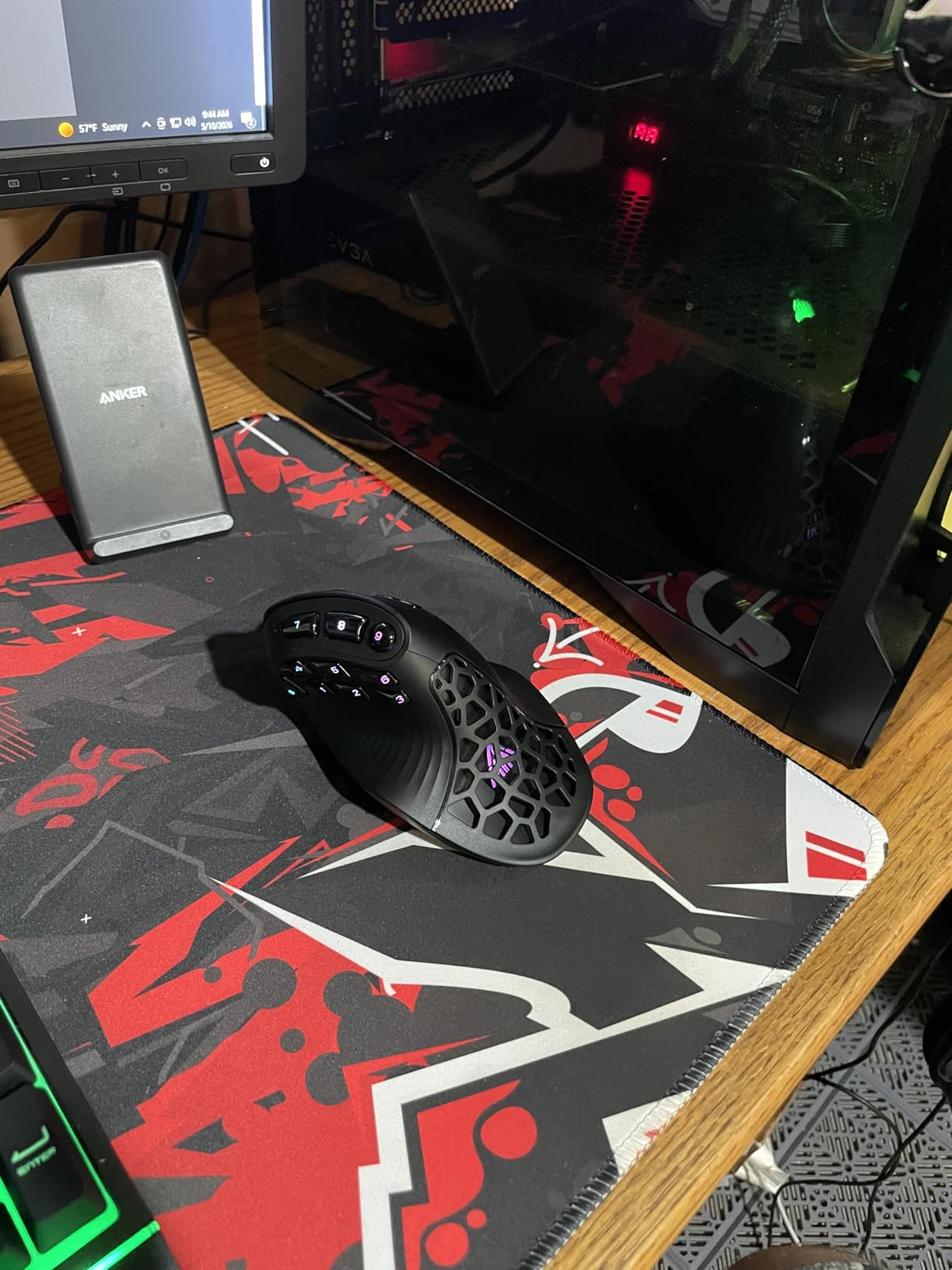 SOLAKAKA E9 Vertical MMO Gaming Mouse, 24800 DPI, Tri-Mode Ergonomic Wireless Mouse with 10 Side Buttons, RGB Mouse for PC/Mac Black customer photo 1