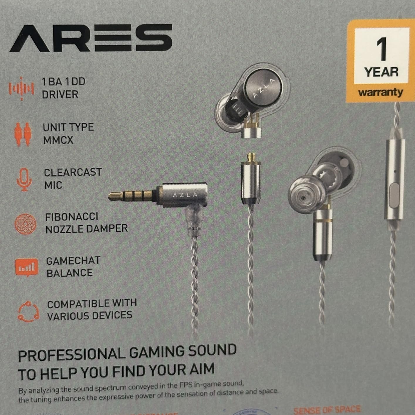 AZLA ARES Clear - Gaming Earbuds with Mic for FPS, IEMs for Gaming - 1DD+1BA Dual Drivers, Detachable MMCX, Kevlar Cable - Headphones with Mic Compatible with PS5, Xbox, Nintendo Switch, PC, Phone customer photo 2