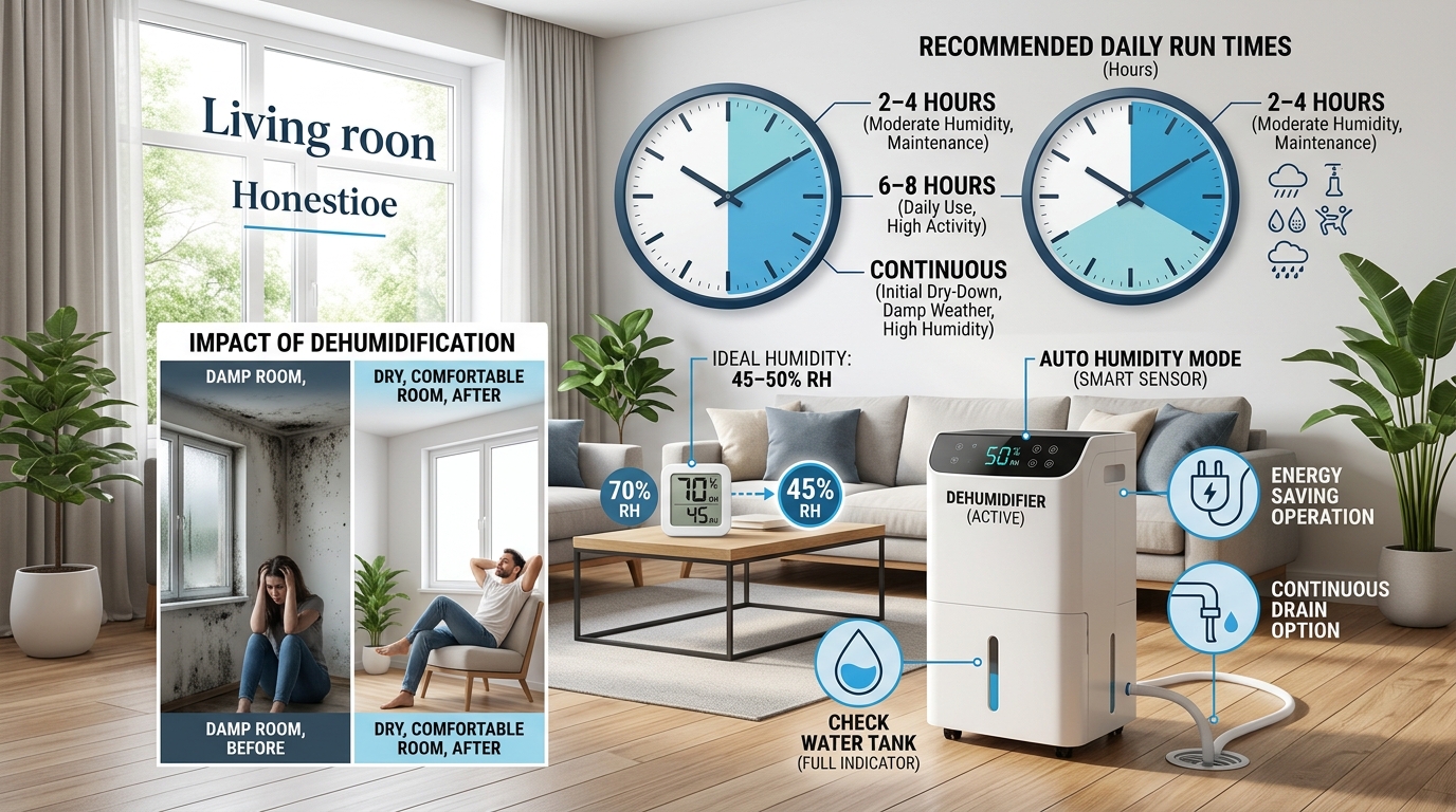 How Long Should a Dehumidifier Run Per Day (August 2026)