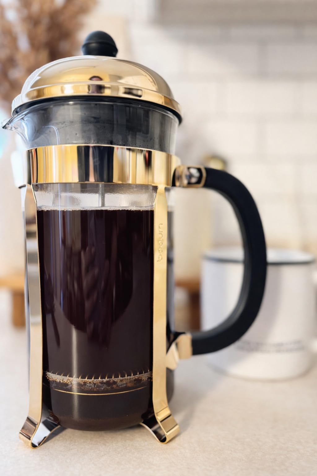 Bodum 34oz Chambord French Press Coffee Maker, High-Heat Borosilicate Glass, Polished Stainless Steel - Made in Portugal customer photo 1