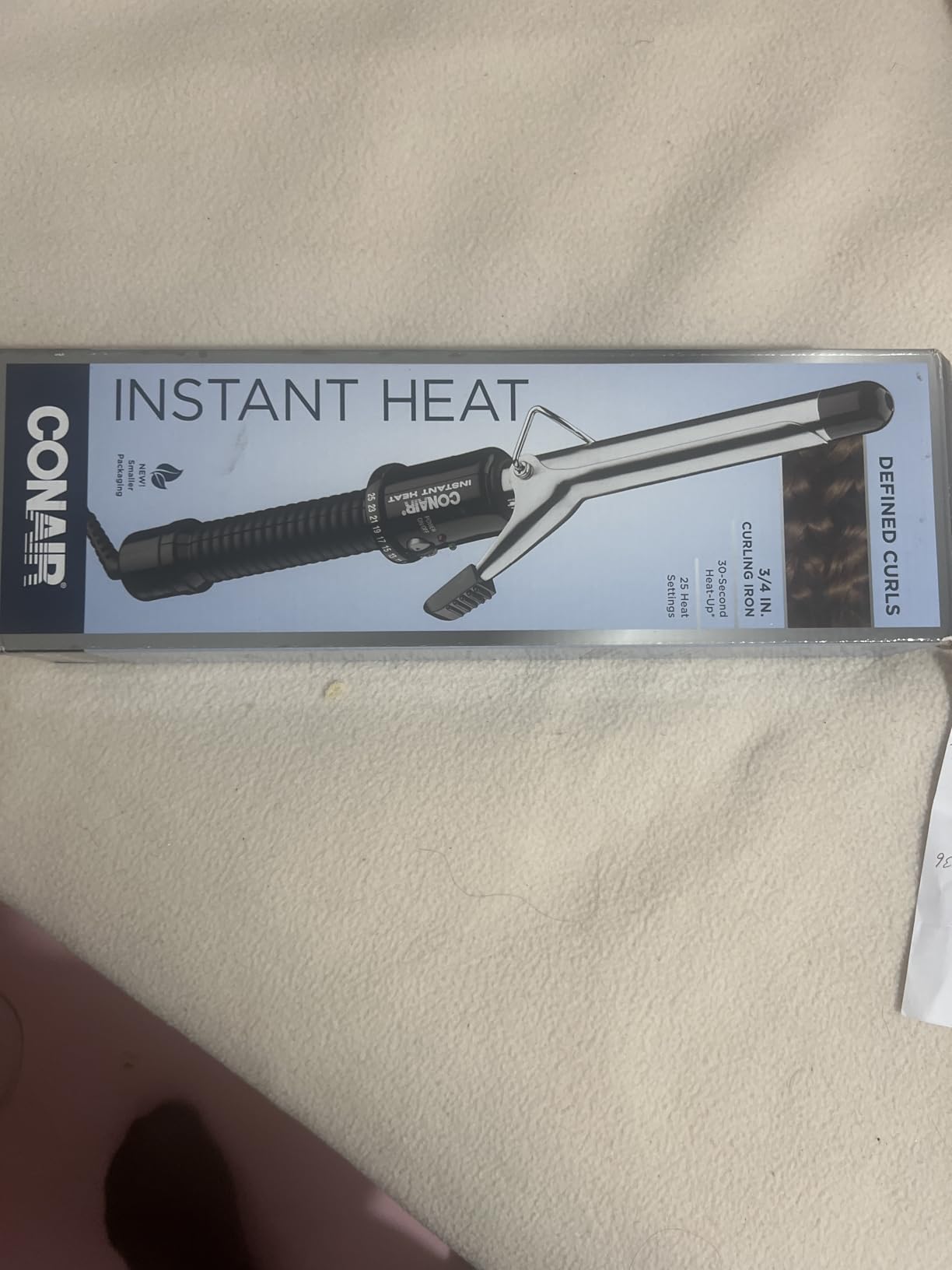 Conair Curling Iron, Short to Medium Hair, 3/4-in. Barrel, Black/Silver | Hair curler with multi-layer technology for fine, medium, and thick hair, 25 heat settings up to 400F, and 60-second heat-up customer photo 1
