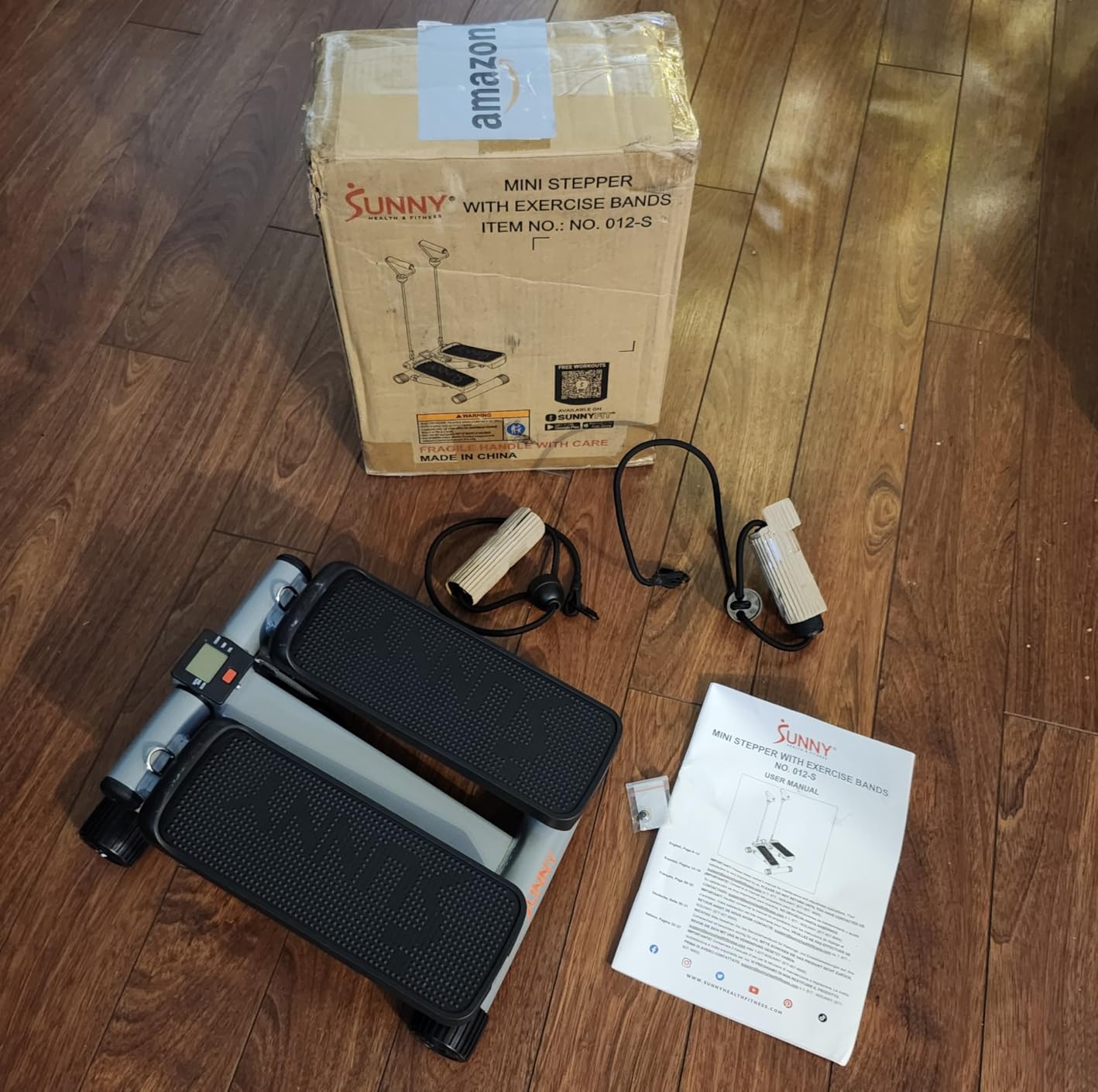 Sunny Health & Fitness Mini Steppers for Exercise at Home, Stair Step Workout Machine with Resistance Bands, Full Body Cardio Equipment, Optional Free SunnyFit App Connection Smart Stepper customer photo 2