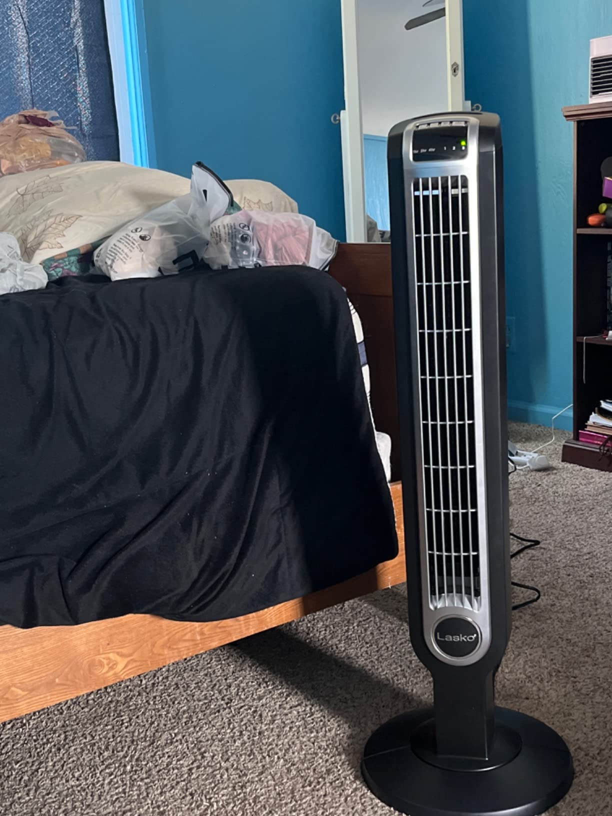 Lasko Oscillating Tower Fan with Remote Control and Timer - Quiet Standing Fan for Bedroom, Office, and Home - 3 Speeds - Powerful Cooling Air - 2511 - 36