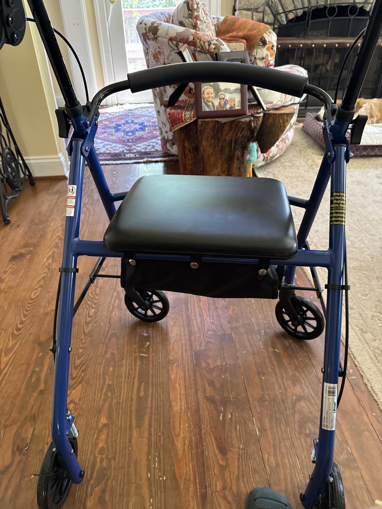 Drive Medical Aluminum Rollator Walker - Fold Up - Padded Seat - 6 Inch Wheels - Lightweight Portable Design - Indoor Outdoor Mobility Aid - Blue customer photo 2