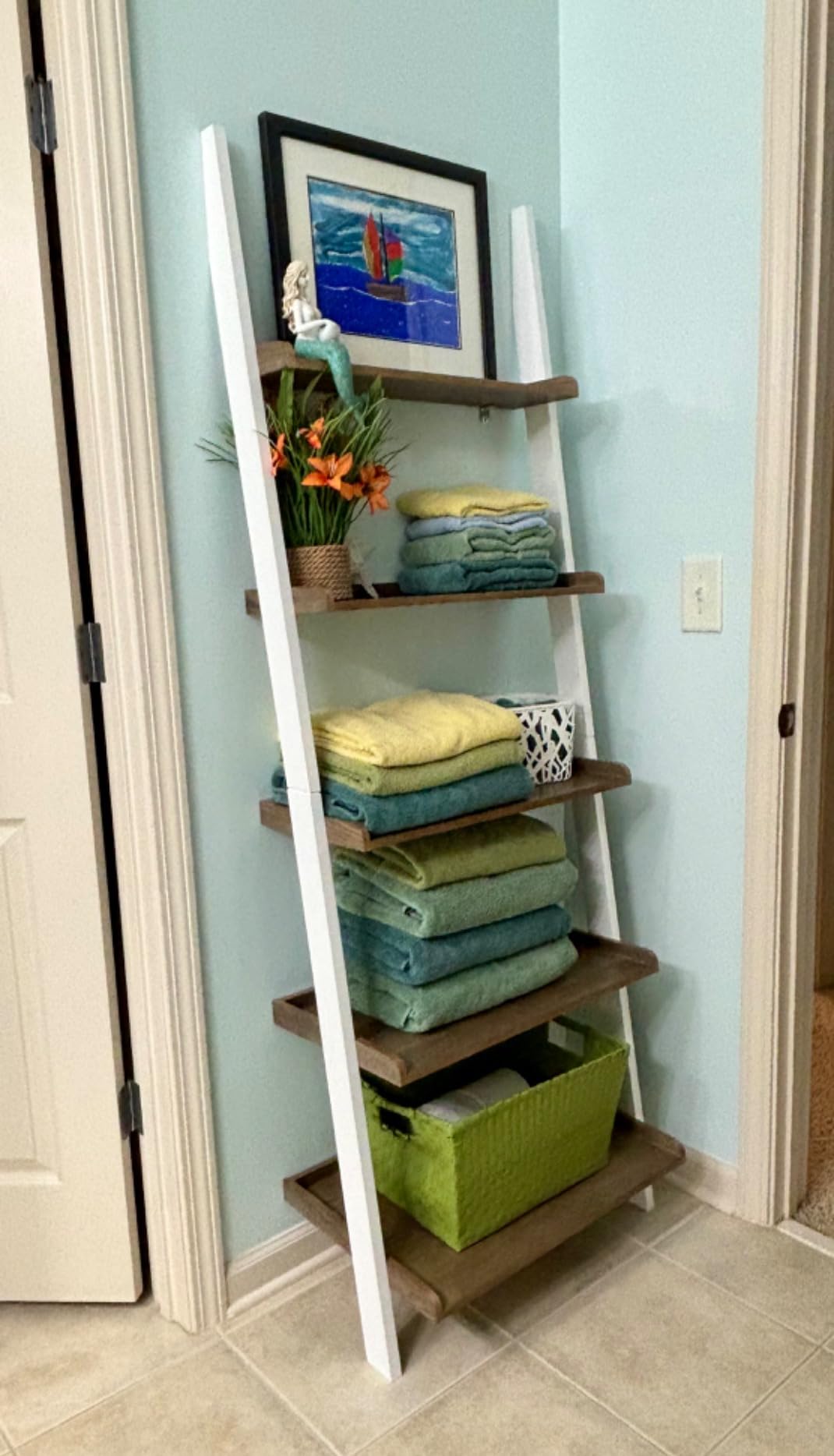 Convenience Concepts 5 Shelves, American Heritage Bookshelf Ladder, Espresso, 72.75