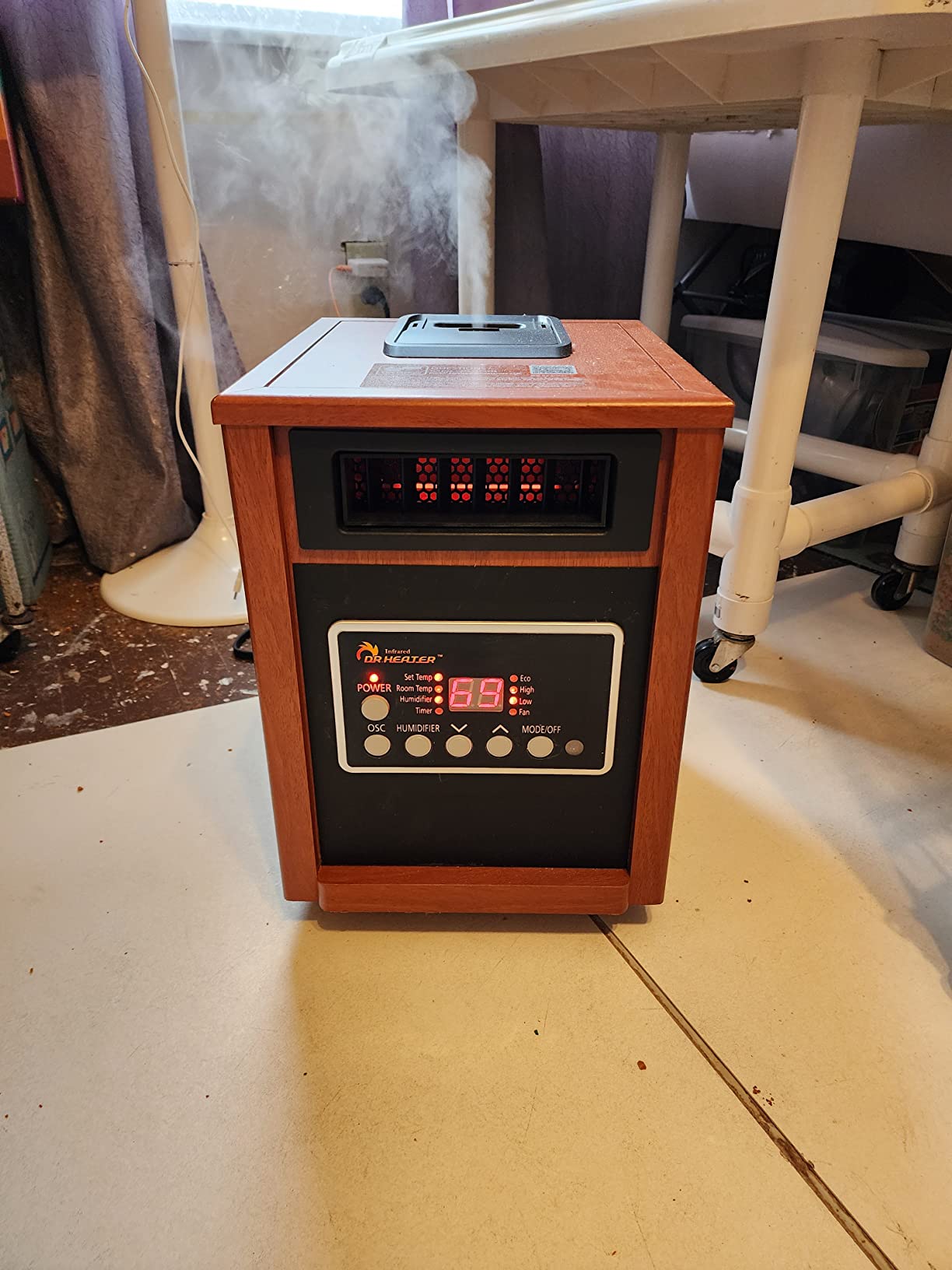 DR. INFRARED HEATER DR-998, 1500W Dual Heating Infrared Space Heater with Humidifier, Oscillation, Remote Control, Thermostat & Safety Protection customer photo 1