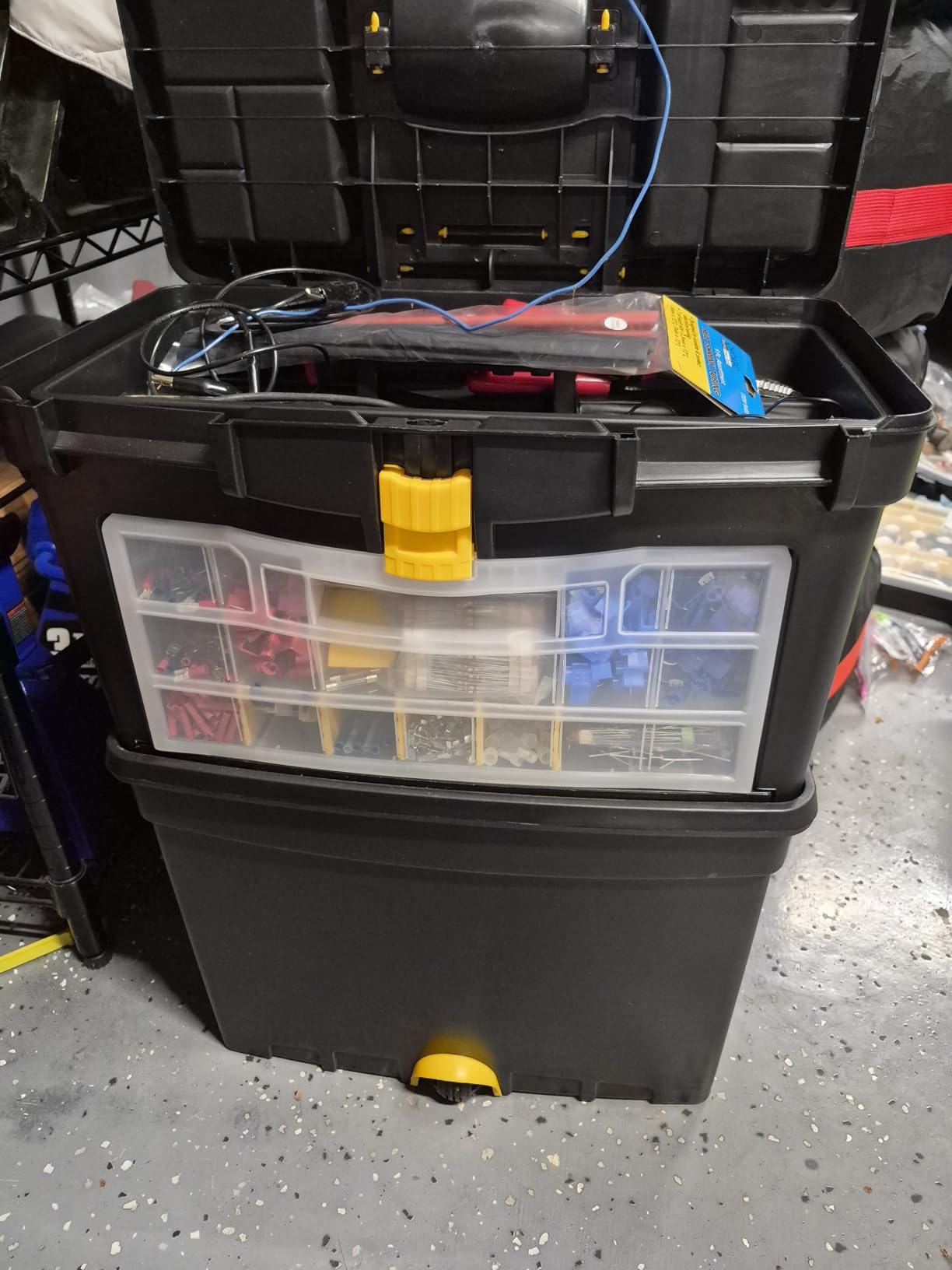 Rolling Tool Box with Wheels, Foldable Comfort Handle, and Removable Top - Toolbox Organizers and Storage by Stalwart customer photo 2