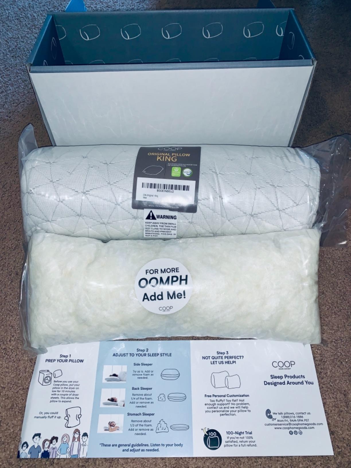 Coop Home Goods Original Adjustable Pillow, Queen Size Bed Pillows for Sleeping, Cross Cut Memory Foam Pillows - Medium Firm Back, Stomach and Side Sleeper Pillow, CertiPUR-US/GREENGUARD Gold customer photo 1