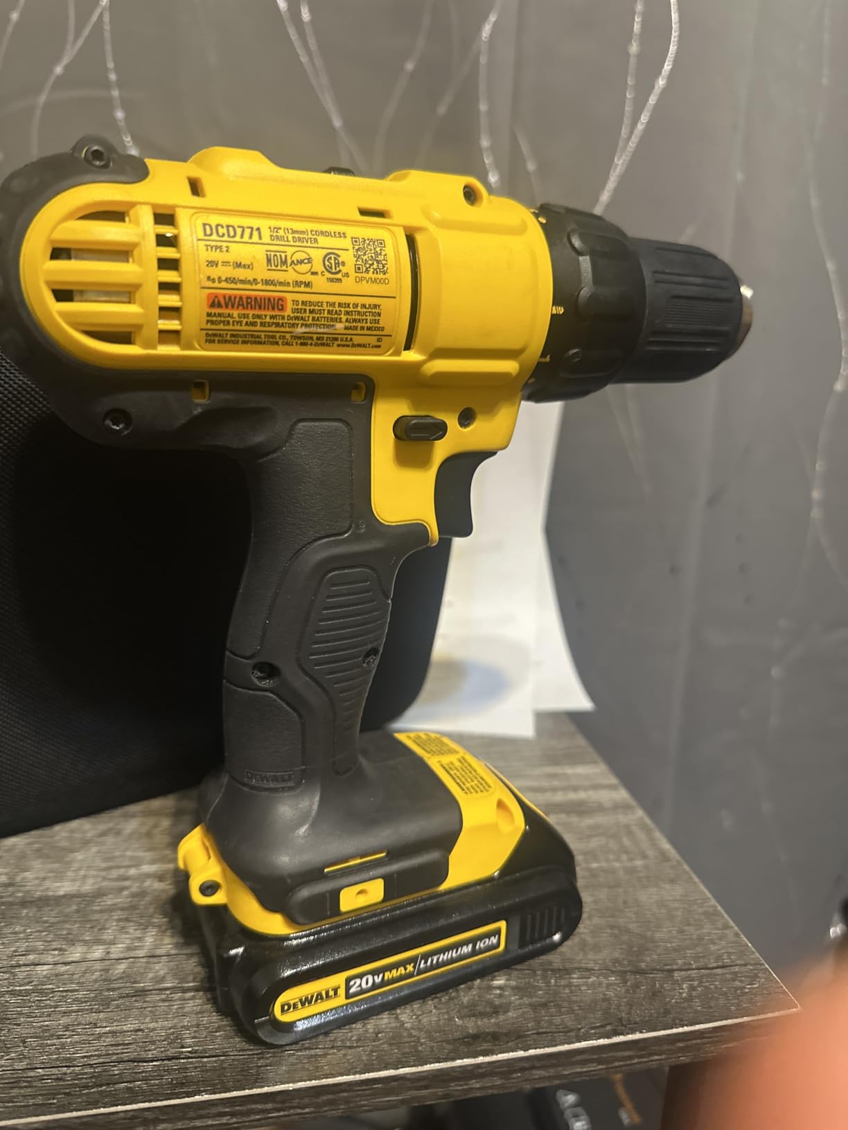 DEWALT 20V Max Cordless Drill Driver Set, 2 Speed, High Performance Motor, Includes 2 XR 1.3Ah Li-Ion Batteries, Charger and Contractor Bag (DCD771C2) customer photo 2