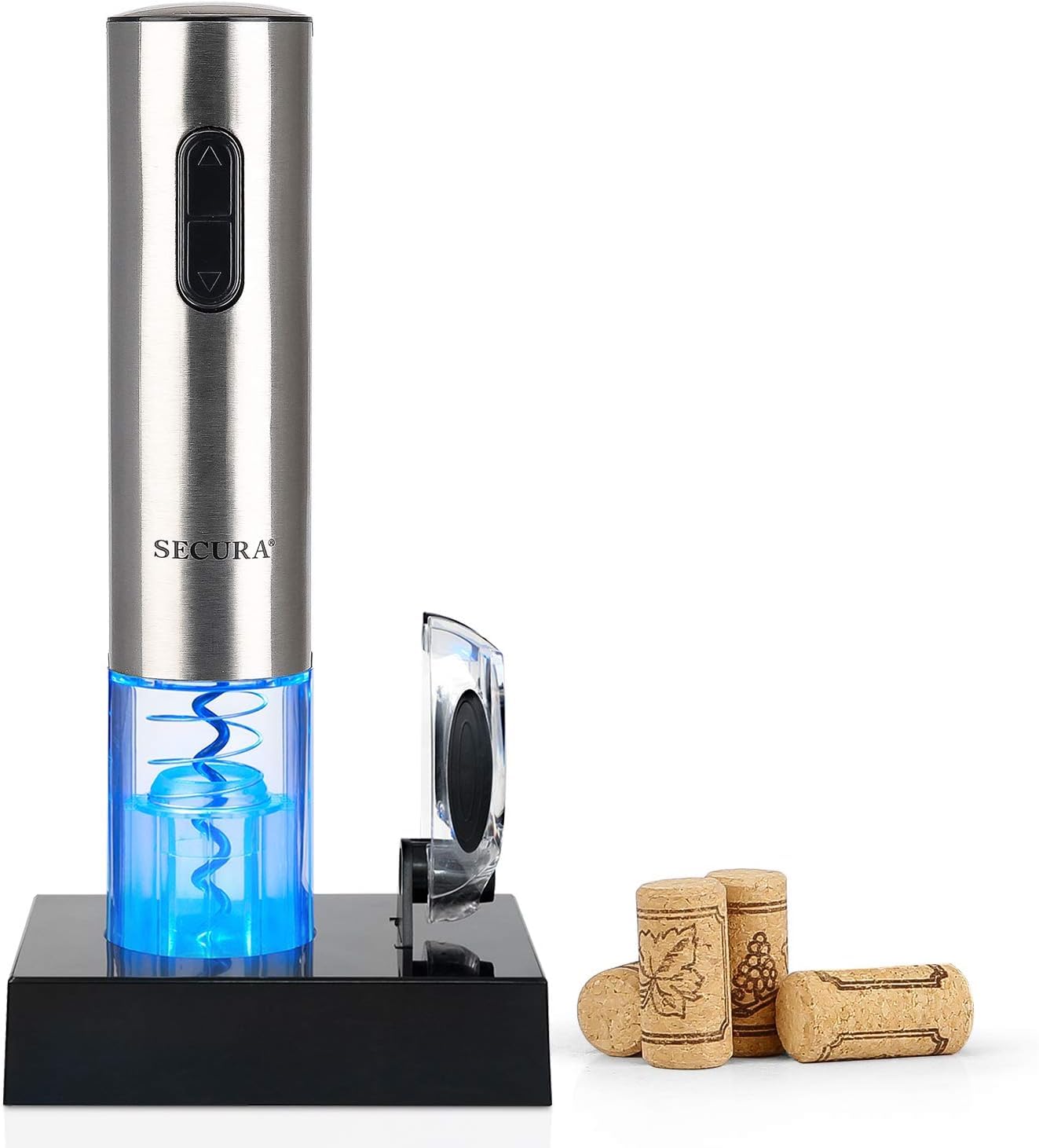 Secura Electric Wine Opener, Automatic Electric Wine Bottle Corkscrew Opener with Foil Cutter, Rechargeable (Stainless Steel) customer photo 2