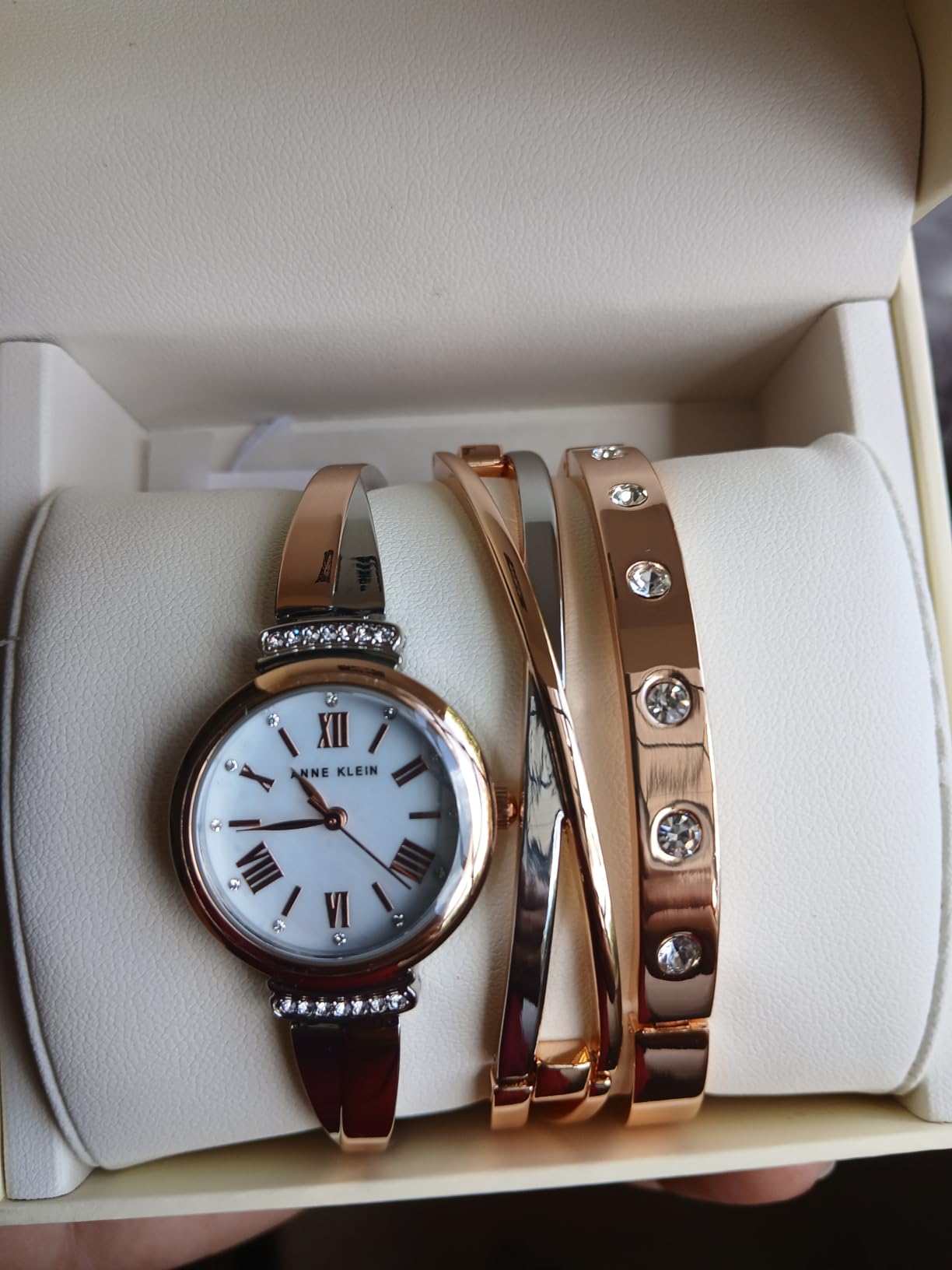 Anne Klein Women's Premium Crystal Accented Bangle Watch Set, AK/2245 customer photo 2