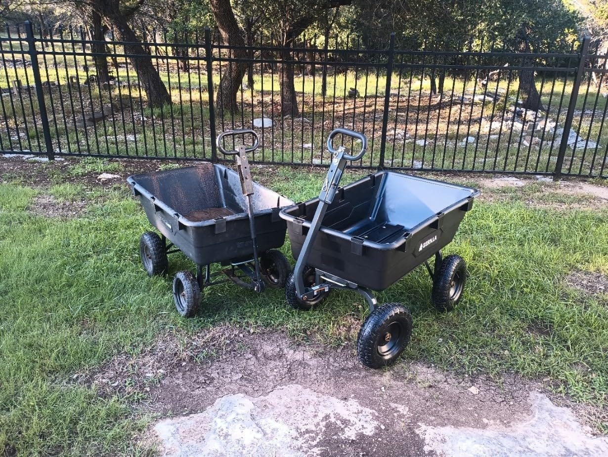 Gorilla Carts Poly Garden Dump Cart, 4 Cu Ft Tub, 600 lb Haul Capacity, Black - Heavy-Duty Utility Wagon with Quick-Release Dumping & Pneumatic Tires for Yard, Landscaping and Gardening customer photo 2