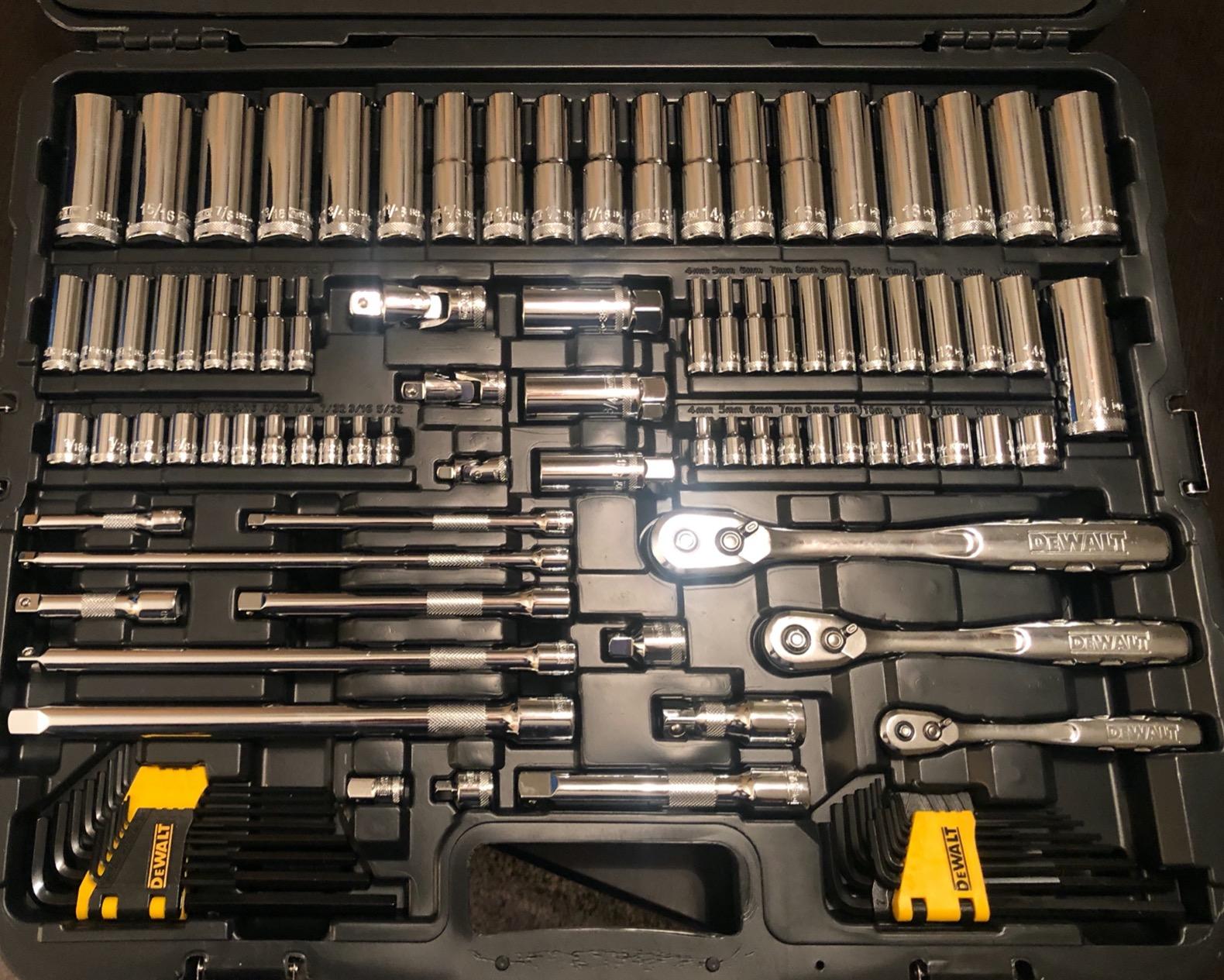 DEWALT 192 Pcs. Mechanics Tool Set, 1/2, 1/4, 3/8 Socket Set, SAE and Metric Socket Wrench Set, Hard Shell Tool Box (DWMT75049) customer photo 1