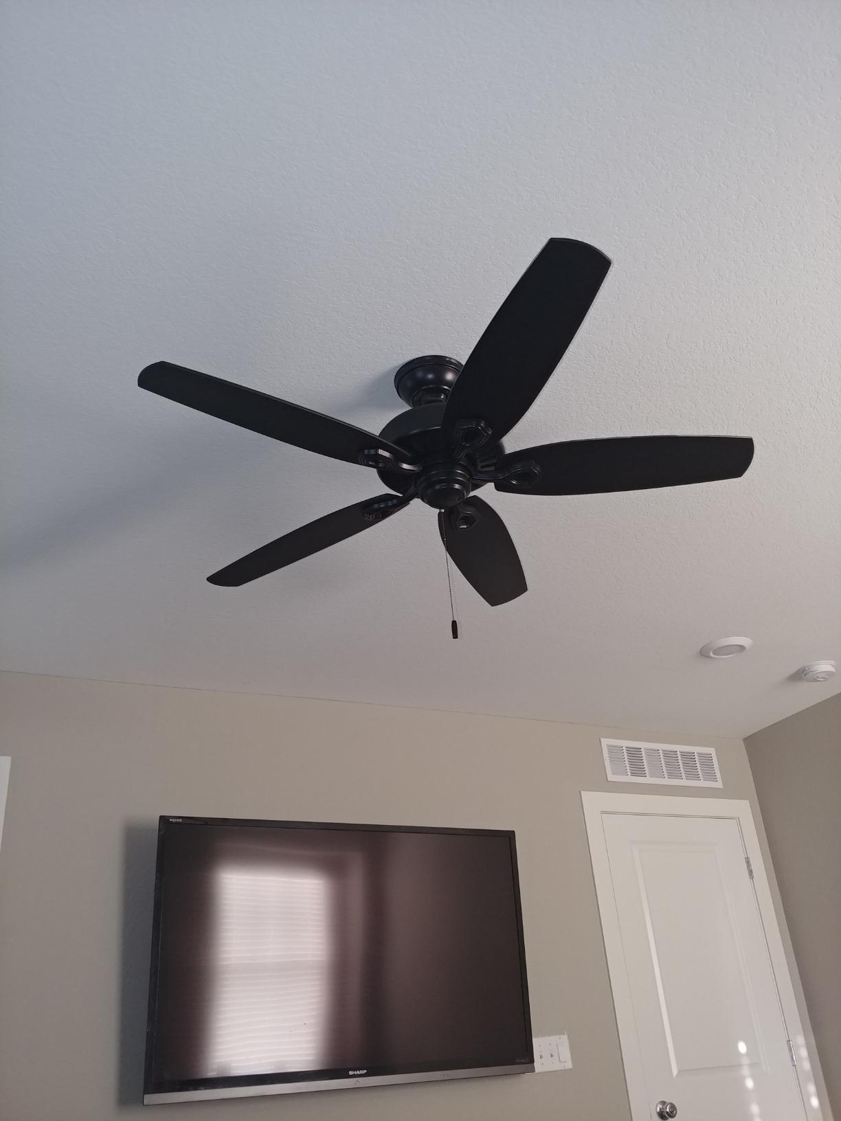Hunter Builder Elite, Outdoor or Indoor, Ceiling Fan, 52 inch, Matte Black | No Light, Standard Mount, Pull Chain, 5 Blades, For Living Room, Patio, Porch, Garage, 53294 customer photo 2