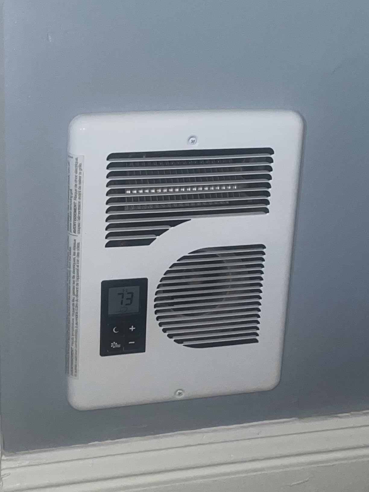 Cadet Energy Plus Wall Heater Complete Unit With Built-in Digital Thermostat (Model: CEC163TW, Part: 65215), 5460/5120/3410 BTU, 240/208/120 Volt, 1600/1500/1000 Watt, White customer photo 2