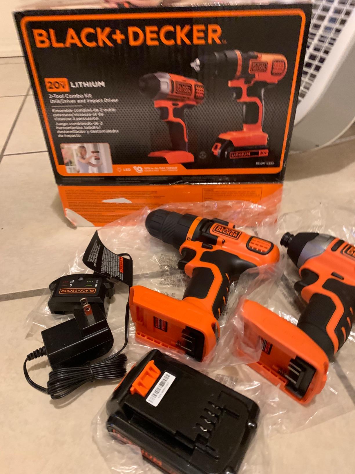 BLACK+DECKER 20V MAX Cordless Drill and Impact Driver, Power Tool Combo Kit with Battery and Charger (BD2KITCDDI) customer photo 1