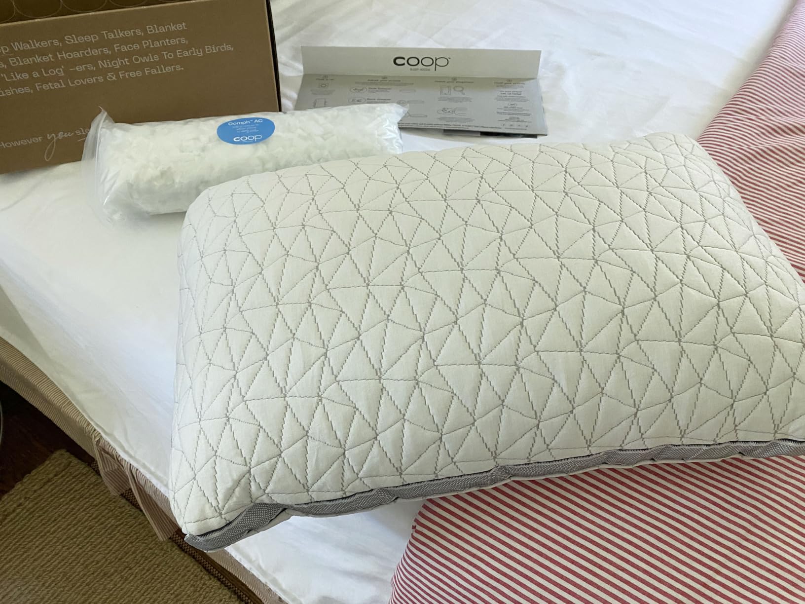 Coop Home Goods Eden Bed Pillow Queen Size for Sleeping on Back, Stomach and Side Sleeper- Medium Soft Memory Foam Cooling Gel - CertiPUR-US/GREENGUARD Gold customer photo 1