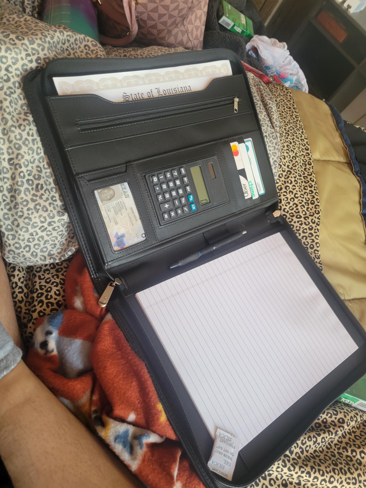 Cossini Black Superior Vegan Leather Business Portfolio with Zipper - Padfolio All-in-One. Smartest Protective 10.1 Inch Tablet Sleeve, Presentation Slot, Solar Calculator, Card Storage, Writing Pad customer photo 1