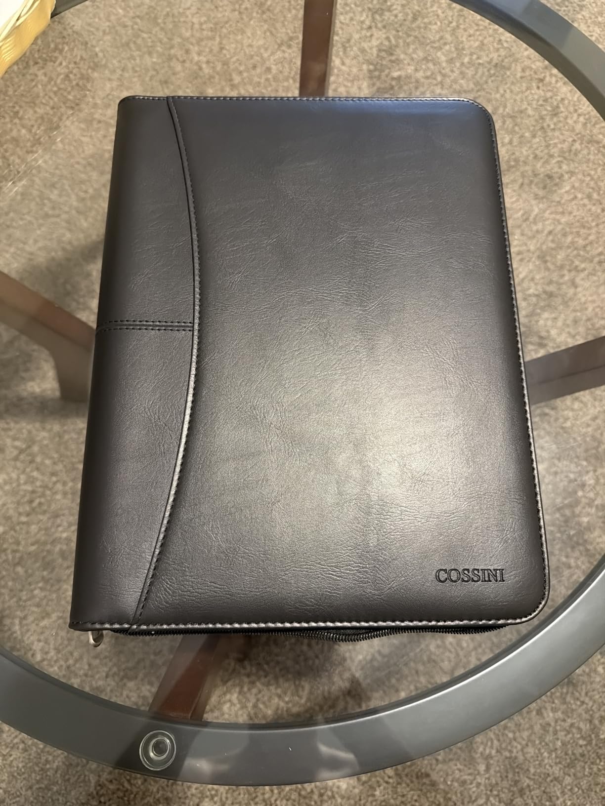 Cossini Black Superior Vegan Leather Business Portfolio with Zipper - Padfolio All-in-One. Smartest Protective 10.1 Inch Tablet Sleeve, Presentation Slot, Solar Calculator, Card Storage, Writing Pad customer photo 2
