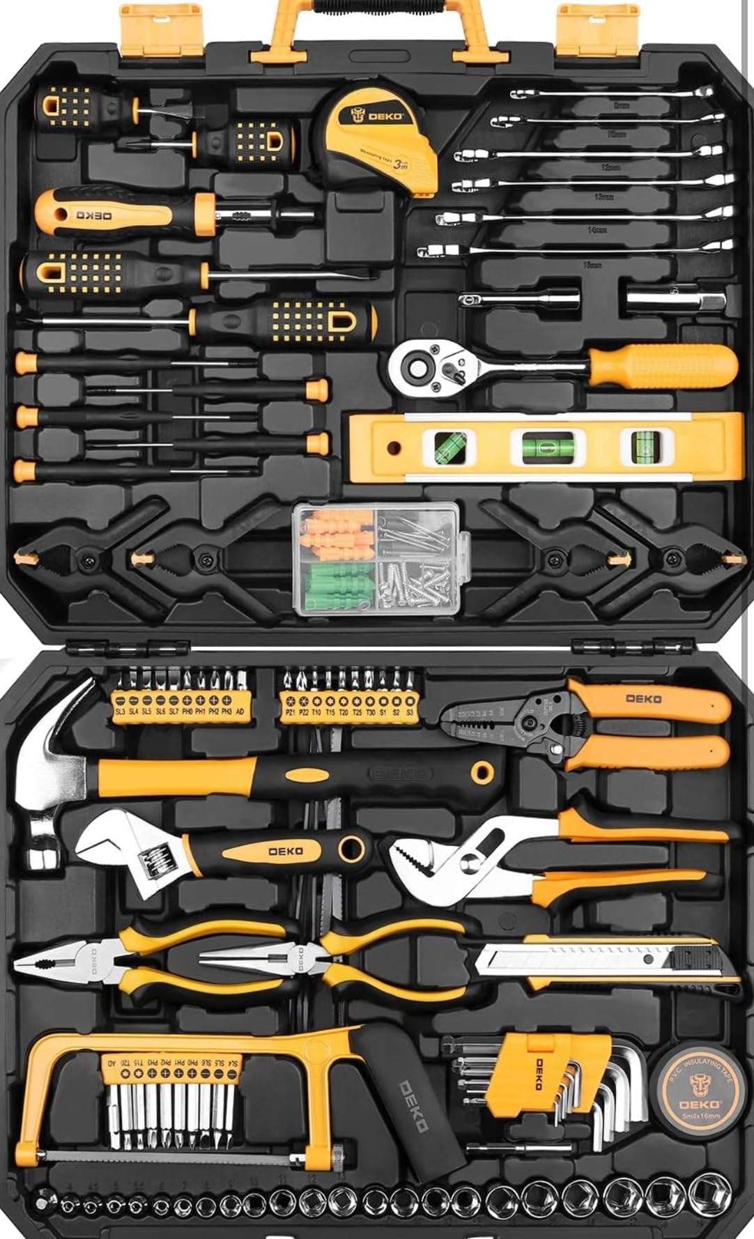DEKOPRO 228 Piece Socket Wrench Auto Repair Tool Combination Package Mixed Tool Set Hand Tool Kit with Plastic Toolbox Storage Case customer photo 2