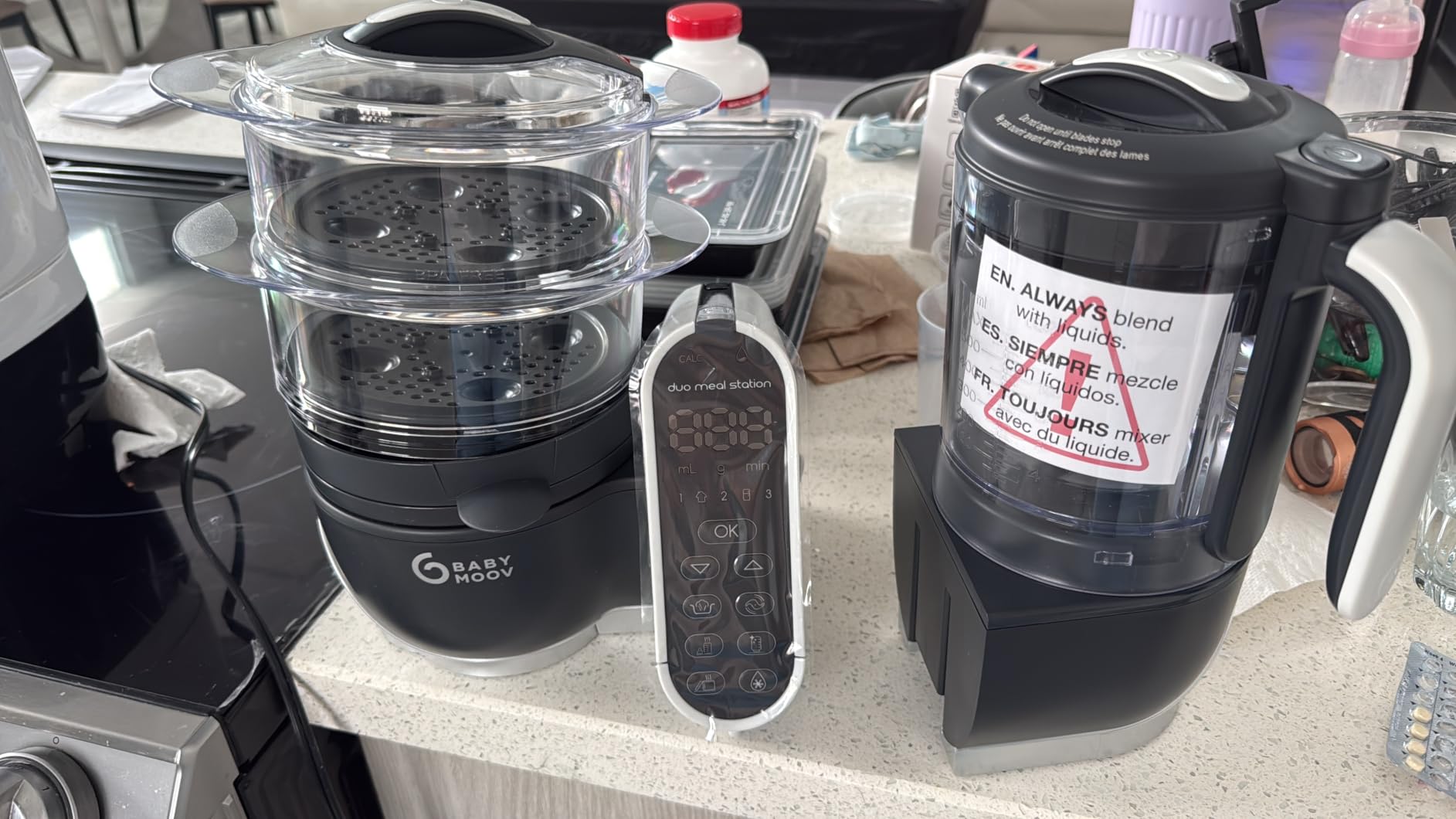 Babymoov Duo Meal Station Grey: Multi-Speed Baby Food Maker Steamer and Puree Blender, Baby Food Processor that warms & defrosts (Nutritionist Approved) customer photo 2