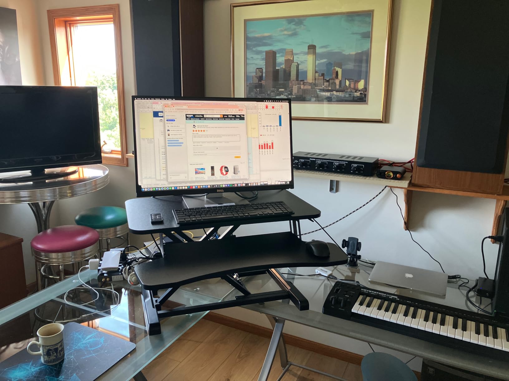 VIVO 32 inch Desk Converter, K Series, Height Adjustable Sit to Stand Riser, Dual Monitor and Laptop Workstation with Wide Keyboard Tray, Black, DESK-V000K customer photo 2