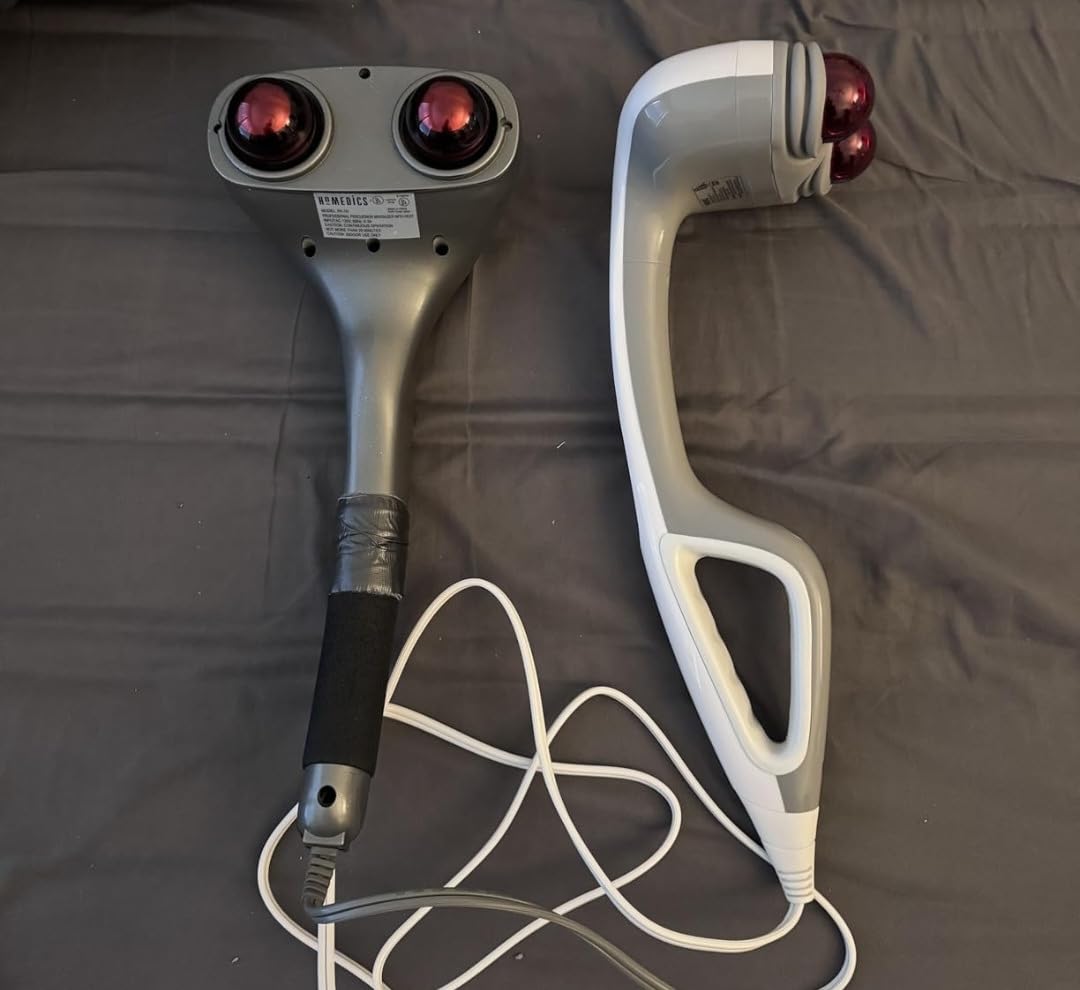 Homedics Back Massager Heated Automatic Percussion Body Massager | with Dual Pivoting Heads, for Back, Body and Neck Massage, Interchangeable Nodes, For Shoulders, Legs and Feet, White customer photo 1