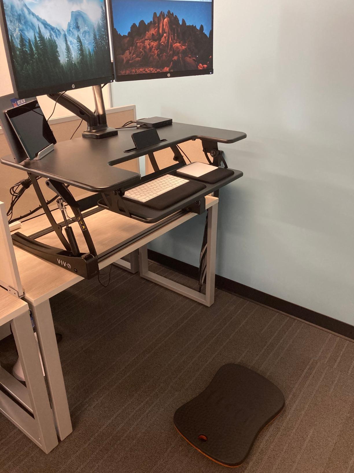 VIVO 36 inch Height Adjustable Stand Up Desk Converter, V Series, Quick Sit to Stand Tabletop Dual Monitor Riser Workstation, Black, DESK-V000V customer photo 1