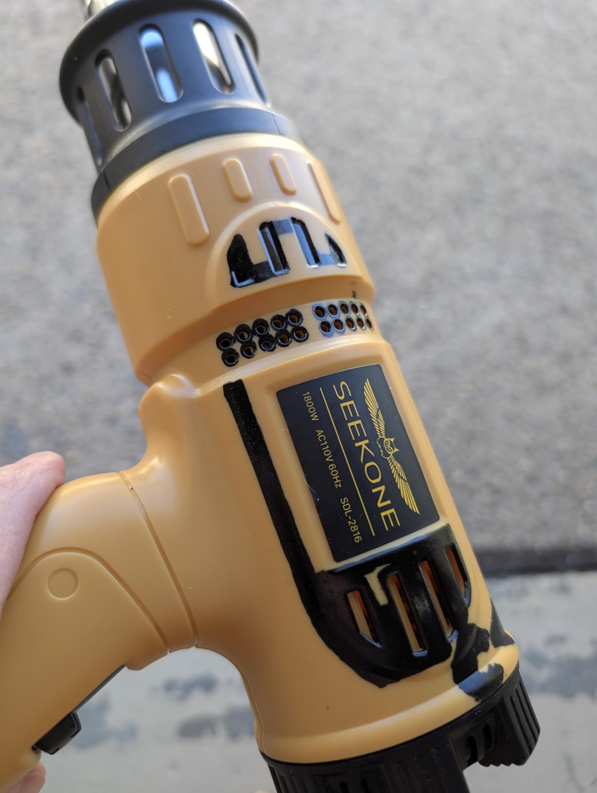 SEEKONE 1800W Heat Gun Variable Temp 122℉-1202℉ for Crafts, Shrink Wrap | Fast Heating, Dual Airflow, Overheat Protection, 4 Nozzles for Shrink Tubing, Paint Removal and 3D Printing customer photo 2