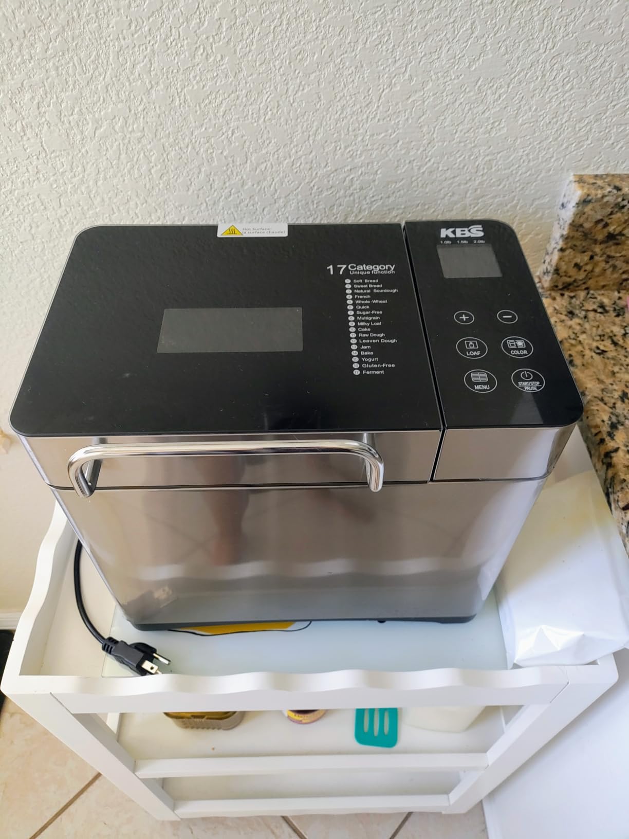 KBS Pro 710W 2LB Bread Maker, Stainless Steel 17-in-1 Smart Bread Machine with Healthy Ceramic Pan, Automatic Nut Dispenser, Tempered Glass Touch Panel, 3 Crust Colors, 15H Timer& Keep-Warm, Recipes customer photo 2