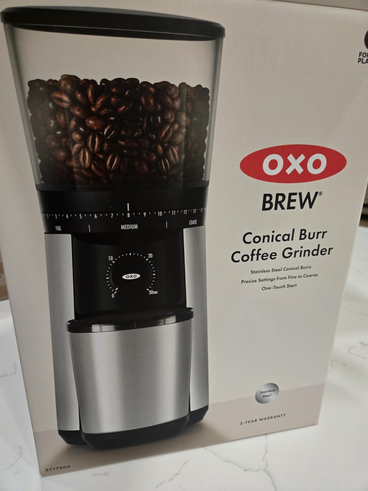 OXO Brew Conical Burr Electric Coffee Bean Grinder - 12 Oz Capacity | Stainless Steel Burrs, One-Touch Automatic Smart Grind, 15 Grind Settings for Espresso, French Press, Cold Brew customer photo 2