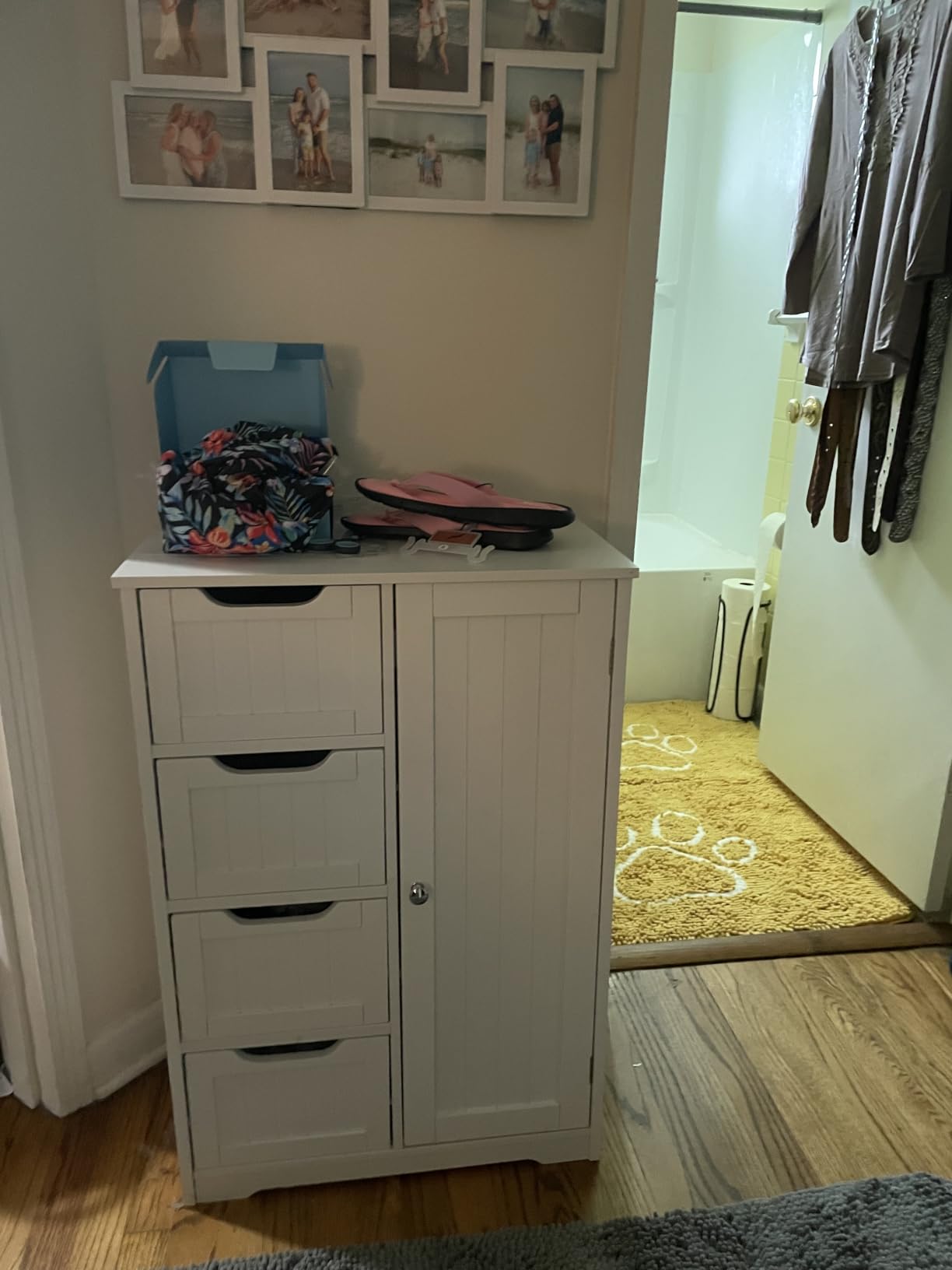 Yaheetech Small Bathroom Storage Cabinet with 4 Drawers & Door, White | Floor Cabinet Organizer for Hallway, Living Room customer photo 1