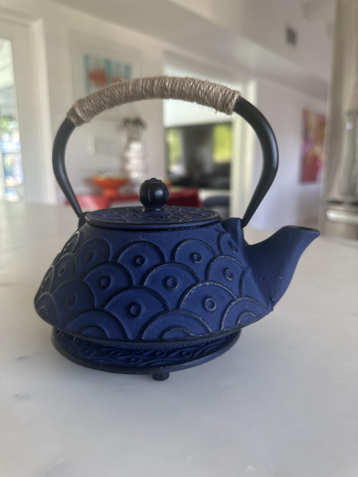 Japanese Style Cast Iron Teapot Set Tetsubin Kettle with Infuser | Iron Tea Pot with 4 Teacup Trivet for Stove Top, Handmade Gift (28 Ounce) customer photo 1