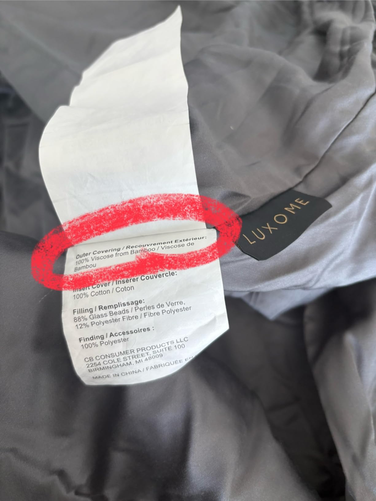 LUXOME Luxury Cooling Weighted Blanket | Includes Removable Cover | 15lbs | 54