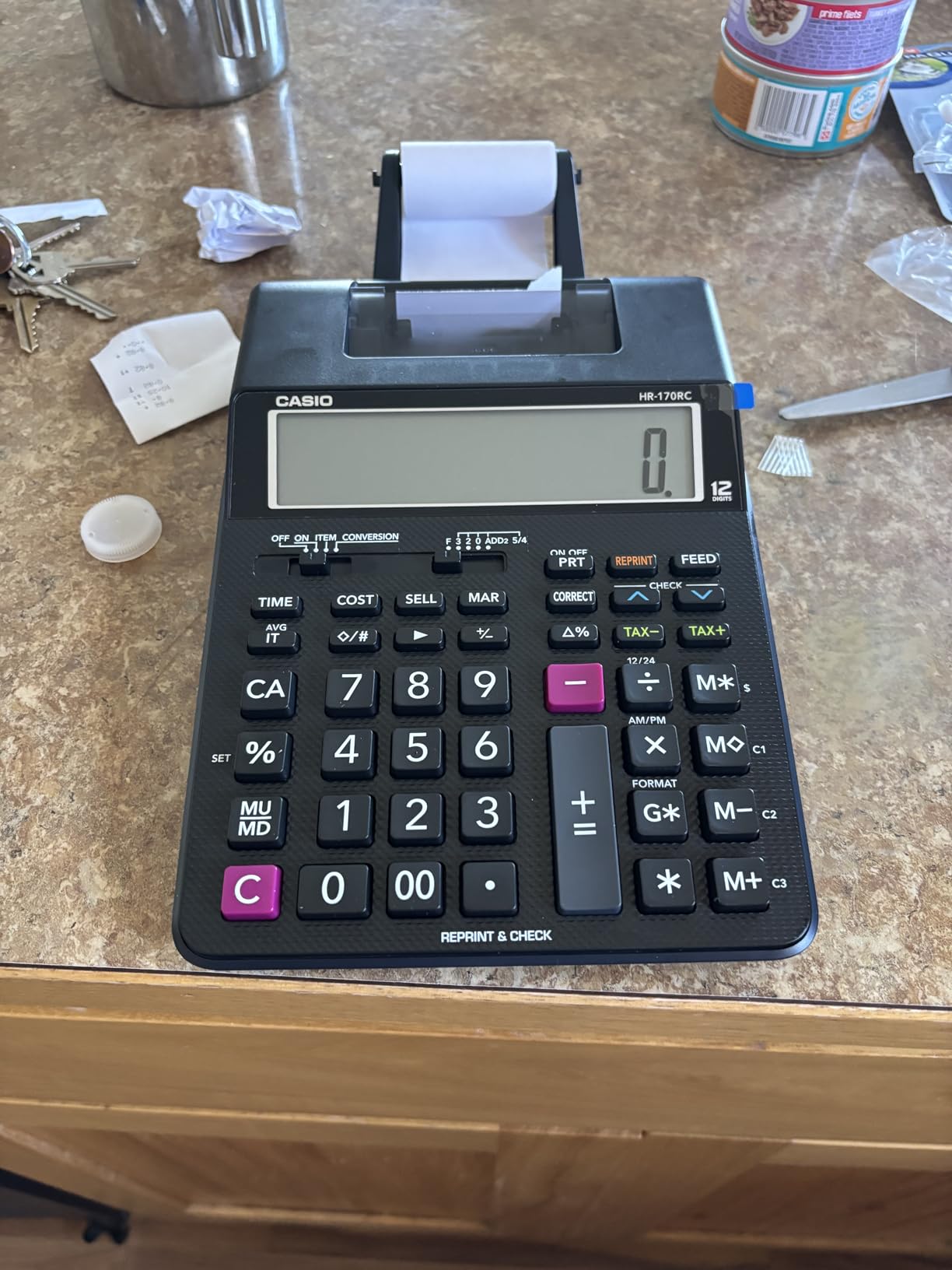 Casio HR-170RC Plus Mini Desktop Printing Calculator, Assorted | Check & correct, cost/sell/margin, dual-color print; ideal for taxes & bookkeeping customer photo 1