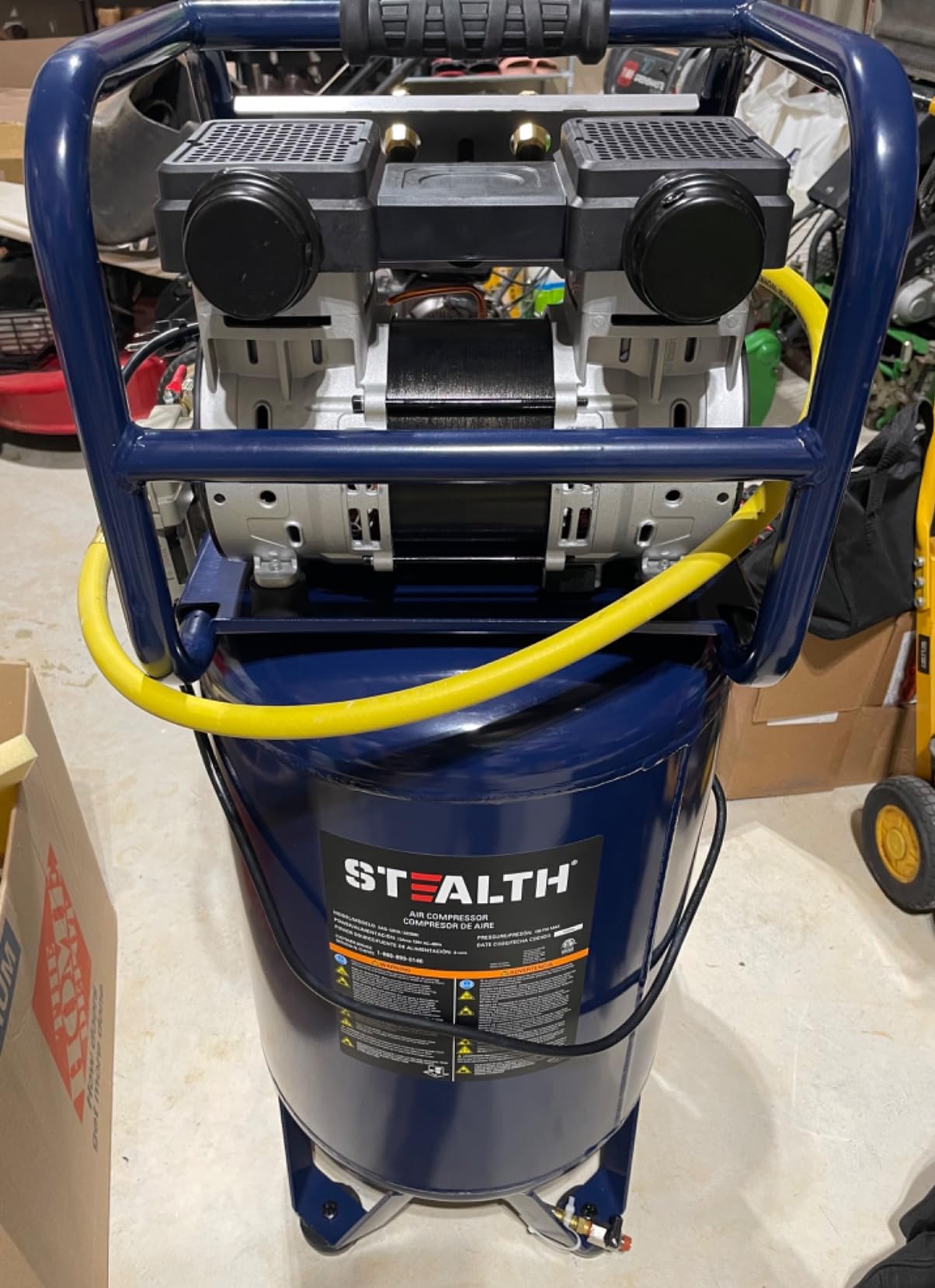 Stealth 20 Gallon Ultra Quiet Air Compressor, 1.8 HP Oil-Free Peak 150 PSI 68 Decibel, 5.5 CFM @ 40 PSI 5 CFM @ 90 PSI Silent Long Life Electric Air Compressor W/Wheel for Garage customer photo 1