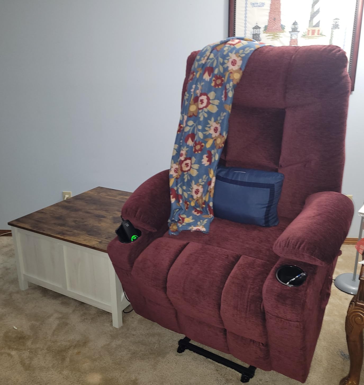 MCombo Power Lift Recliner Chair for Elderly, Electric Lift Chair with Extended Footrest, USB Ports, Cup Holders, Fabric 7287 (Dark Gray, Medium) customer photo 1