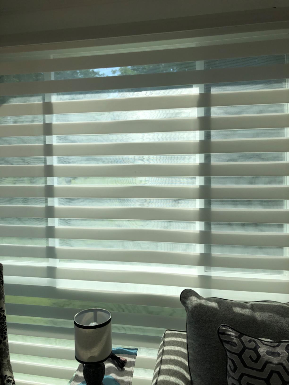 Yoolax Motorized Zebra Blinds with Remote, Room Darkening Smart Blinds | Works with Alexa, Google Home, Apple Home, Electric Dual Layer Shades for Windows Home Office, Privacy Control, Custom Size customer photo 1