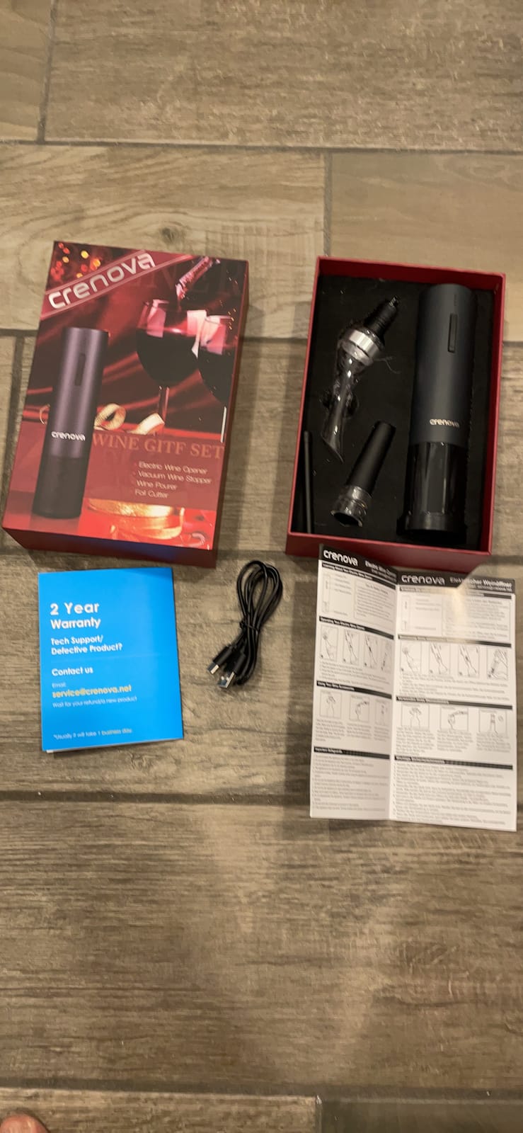 Crenova Electric Wine Opener, Rechargeable Wine Bottle Corkscrew Opener | 6-in-1 Set with Vacuum Stopper, Aerator Pourer, Foil Cutter, Display Base, Gifts for Valentines Day New Home Wedding Birthday customer photo 2