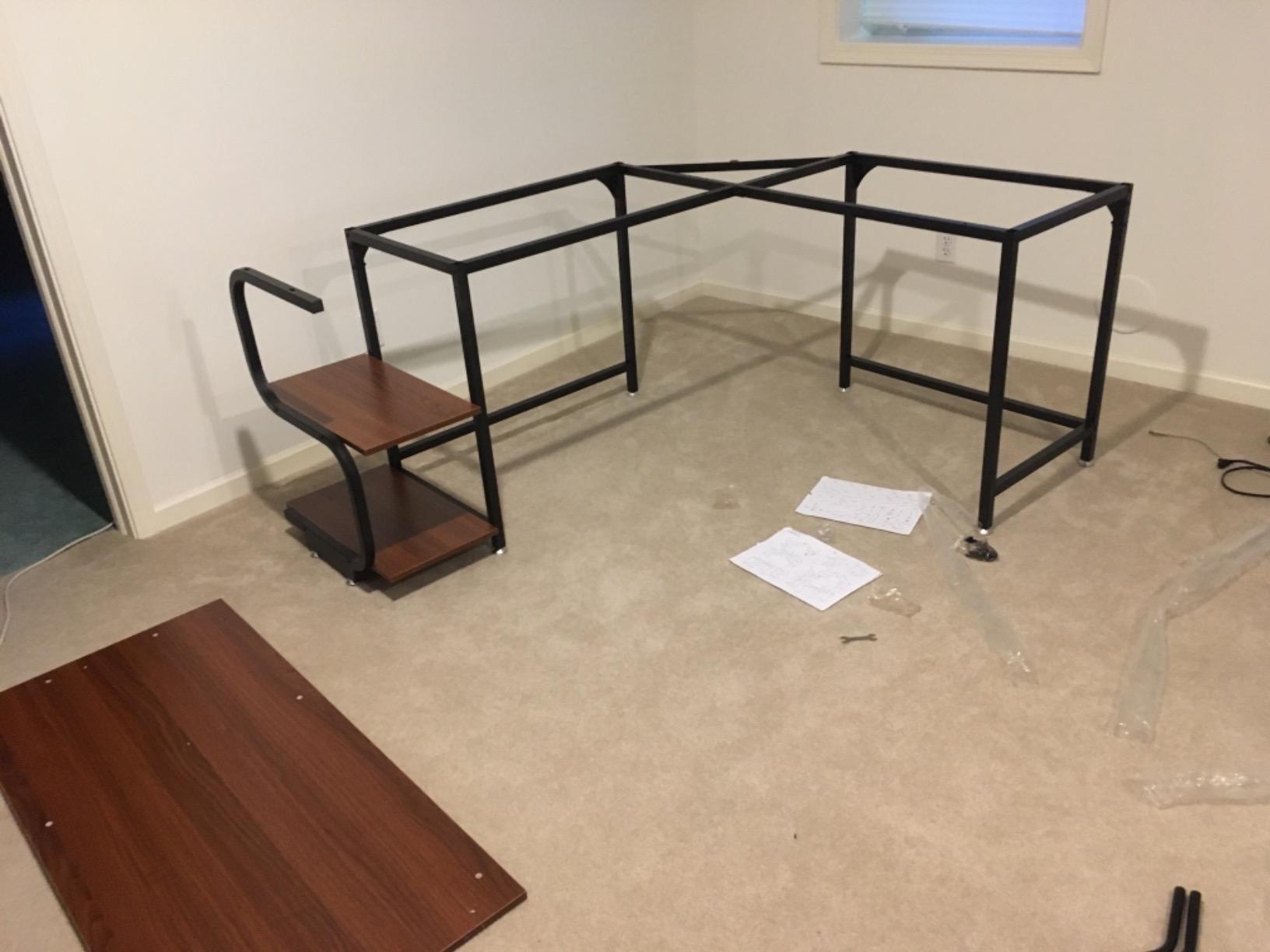 Reversible L Shaped Desk with Shelves, 69