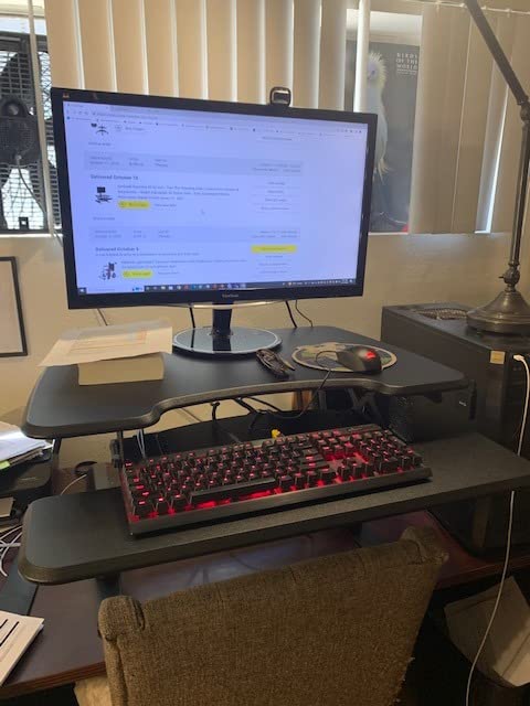 VariDesk Essential 30 - Two-Tier Standing Desk Converter for Home Office - Adjustable Sit Stand Desk with 11 Height Settings - Standing Desk Riser for Monitor & Accessories - 30