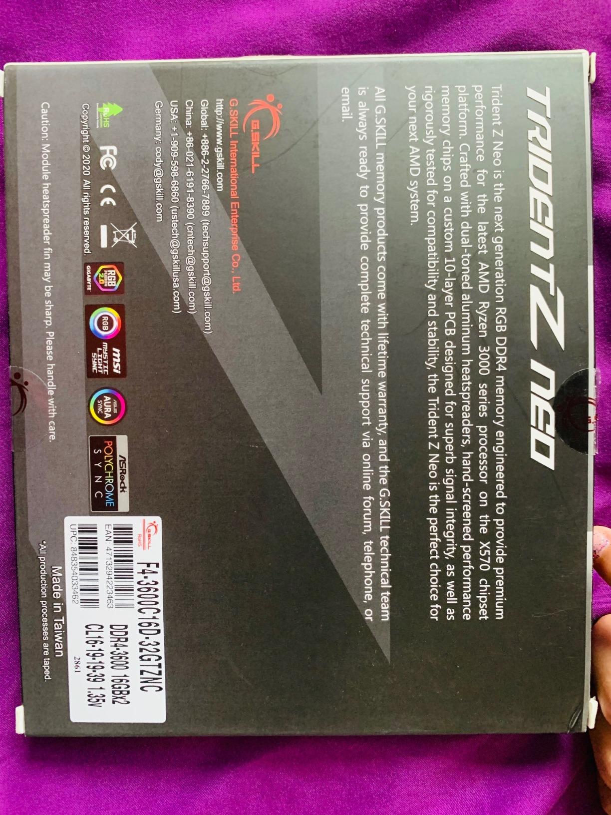 G.SKILL Trident Z Neo Series DDR4 RAM (XMP) 32GB (2x16GB) 3600MT/s CL16-19-19-39 1.35V Intel AMD Desktop Computer Memory U-DIMM (F4-3600C16D-32GTZNC) customer photo 2
