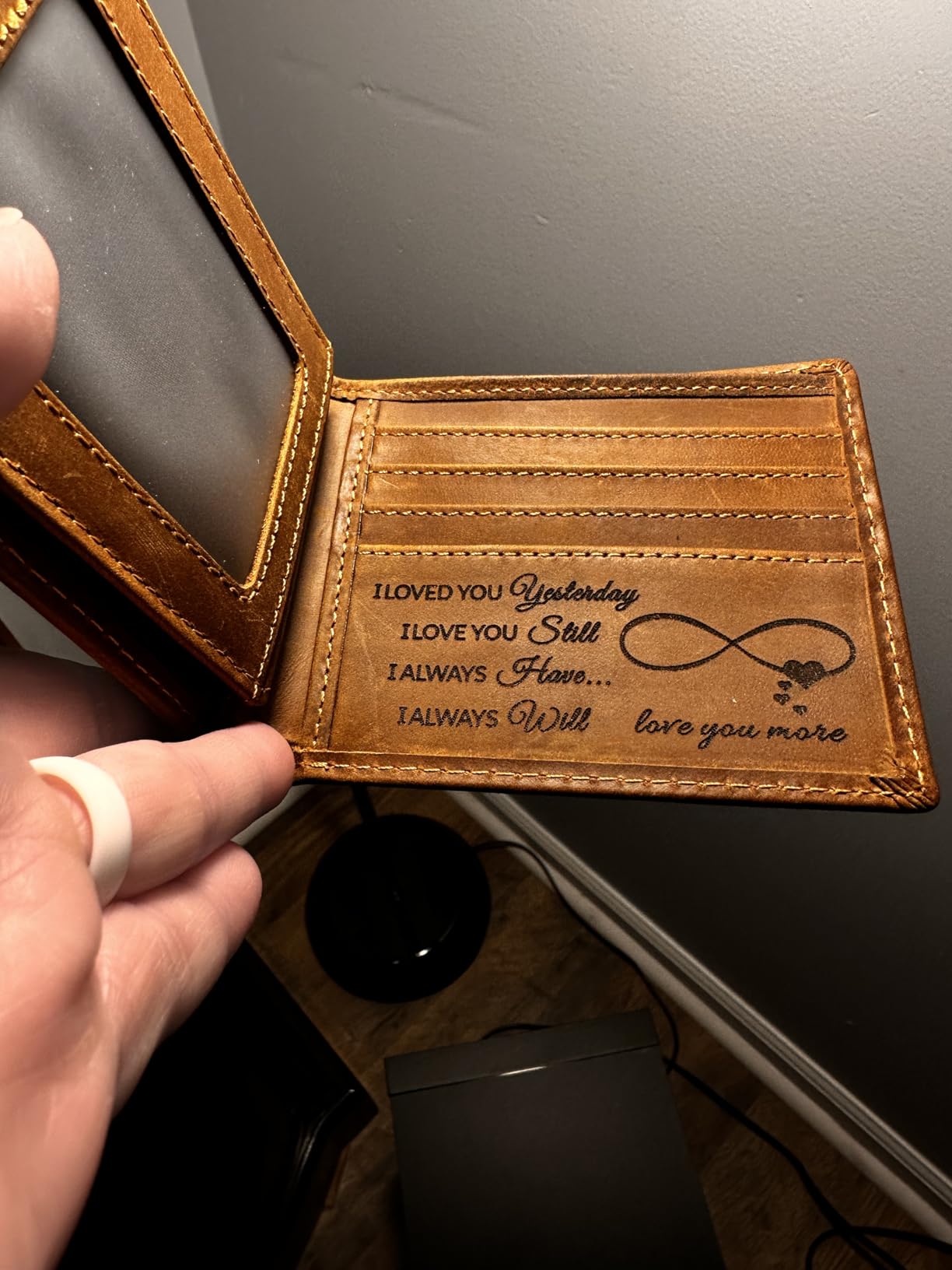 Dad's Wallets - Customize Engraved Leather Men Wallet - Personalized Unique Gift For Dad As Anniversary, Birthday, Christmas Day and Father's Day Gift customer photo 2
