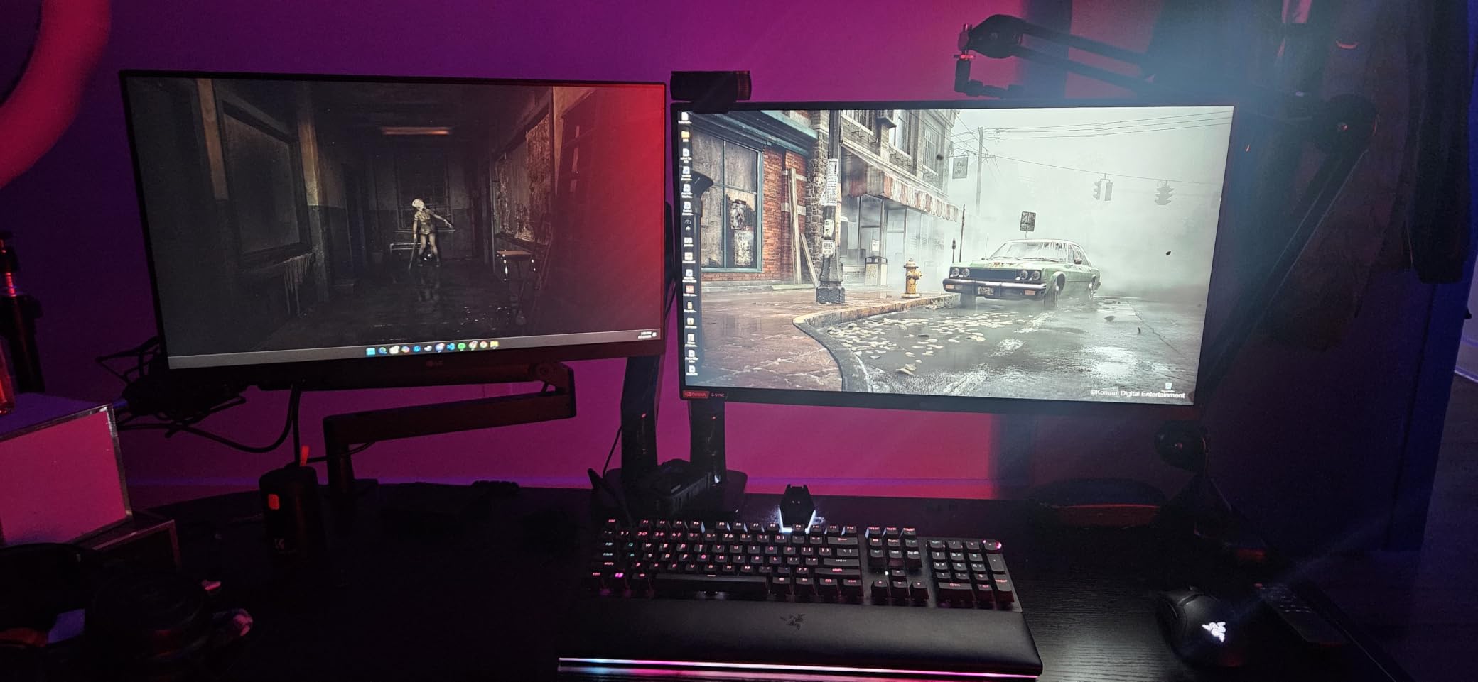 HUANUO Dual Monitor Stand for 13 inch to 40 inch, Premium Dual Monitor Mount with USB, Height Adjustable Monitor Stand for 2 Monitors, VESA Mount with Clamp/Grommet Base, Holds 26.4lbs per Arm, HNDS7 customer photo 1