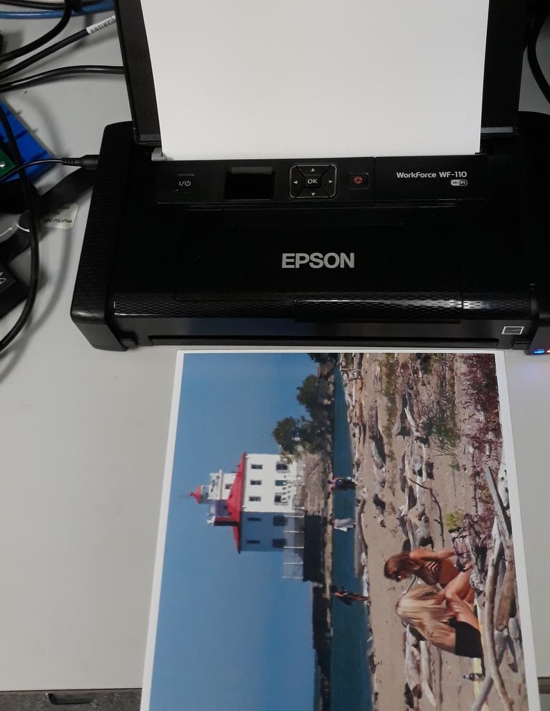 Epson Workforce WF-110 Wireless Color Mobile Printer, White, Small, Black | Portable wireless color printing; up to 6.7 ppm, rechargeable battery, USB; ideal for businesses, travel and remote work customer photo 1