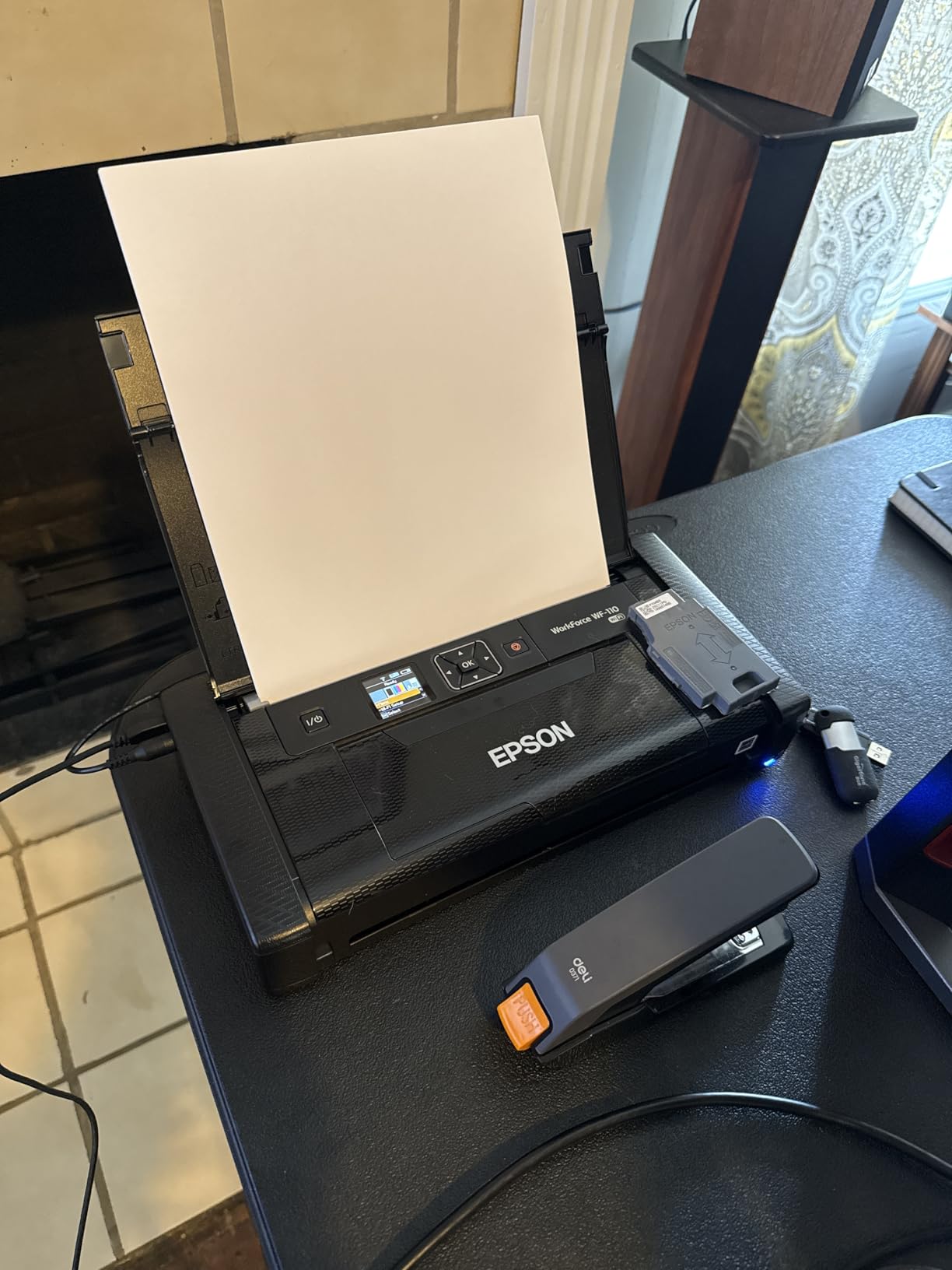 Epson Workforce WF-110 Wireless Color Mobile Printer, White, Small, Black | Portable wireless color printing; up to 6.7 ppm, rechargeable battery, USB; ideal for businesses, travel and remote work customer photo 2